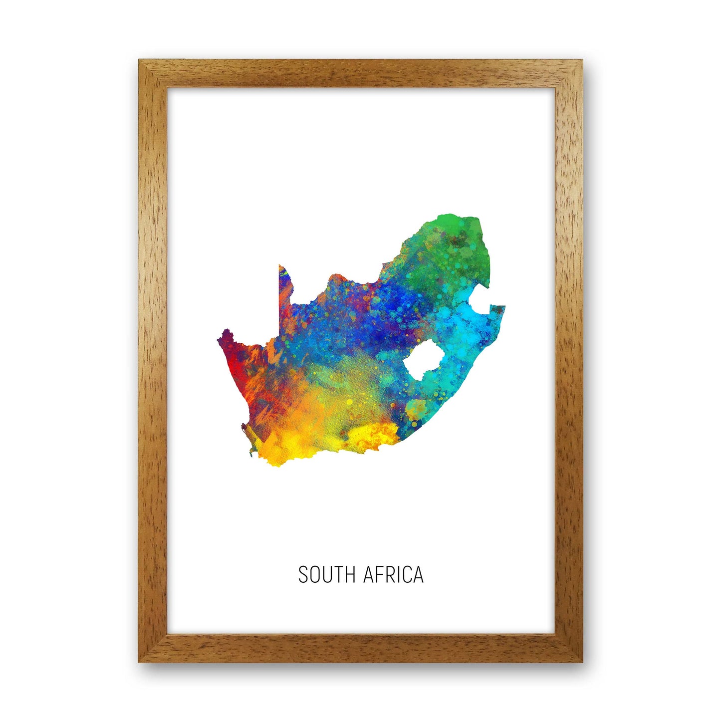 South Africa Watercolour Map Art Print by Michael Tompsett Oak Grain