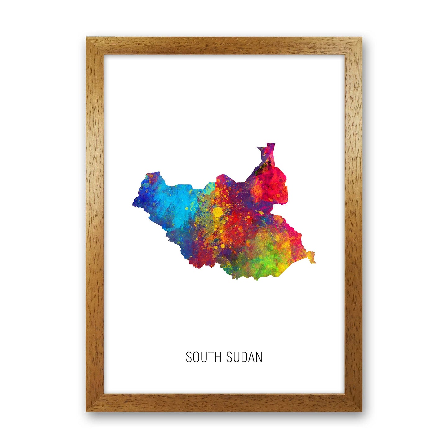 South Sudan Watercolour Map Art Print by Michael Tompsett Oak Grain