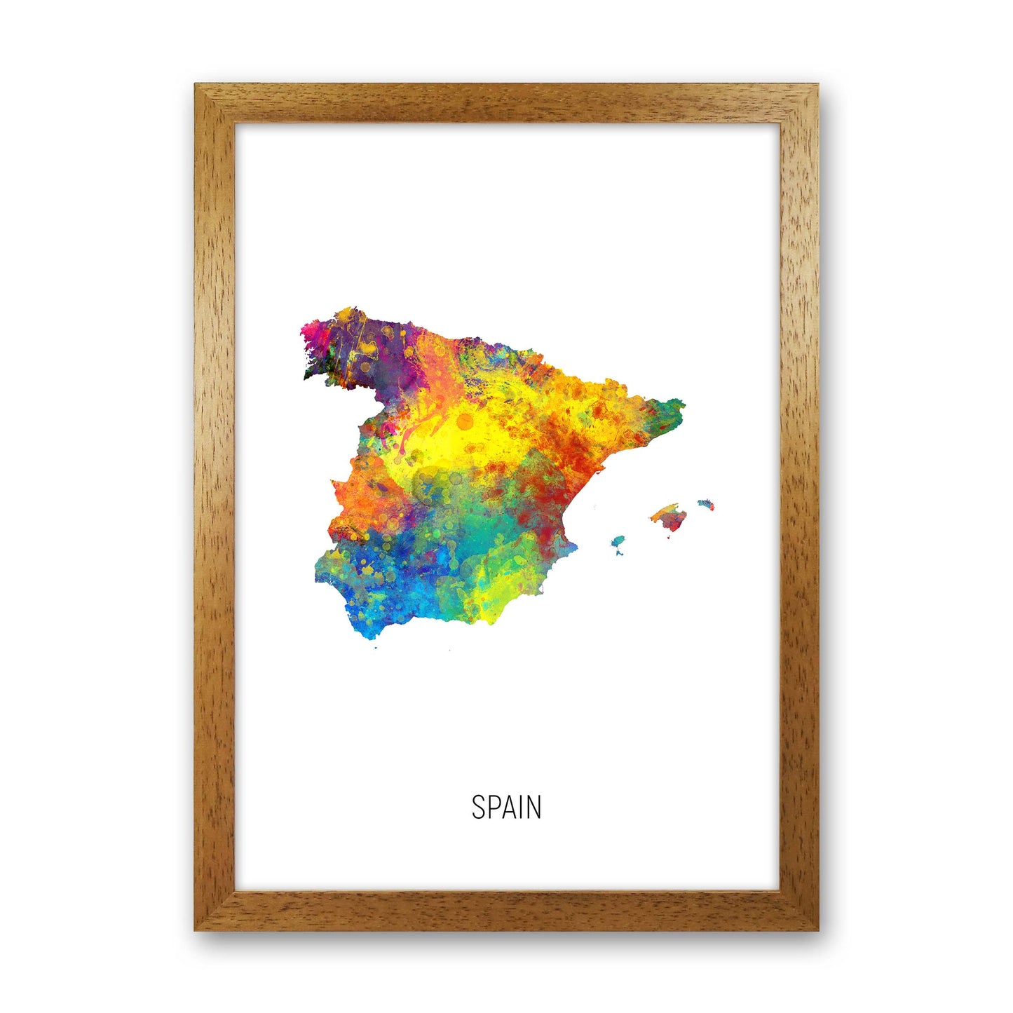 Spain Watercolour Map Art Print by Michael Tompsett Oak Grain