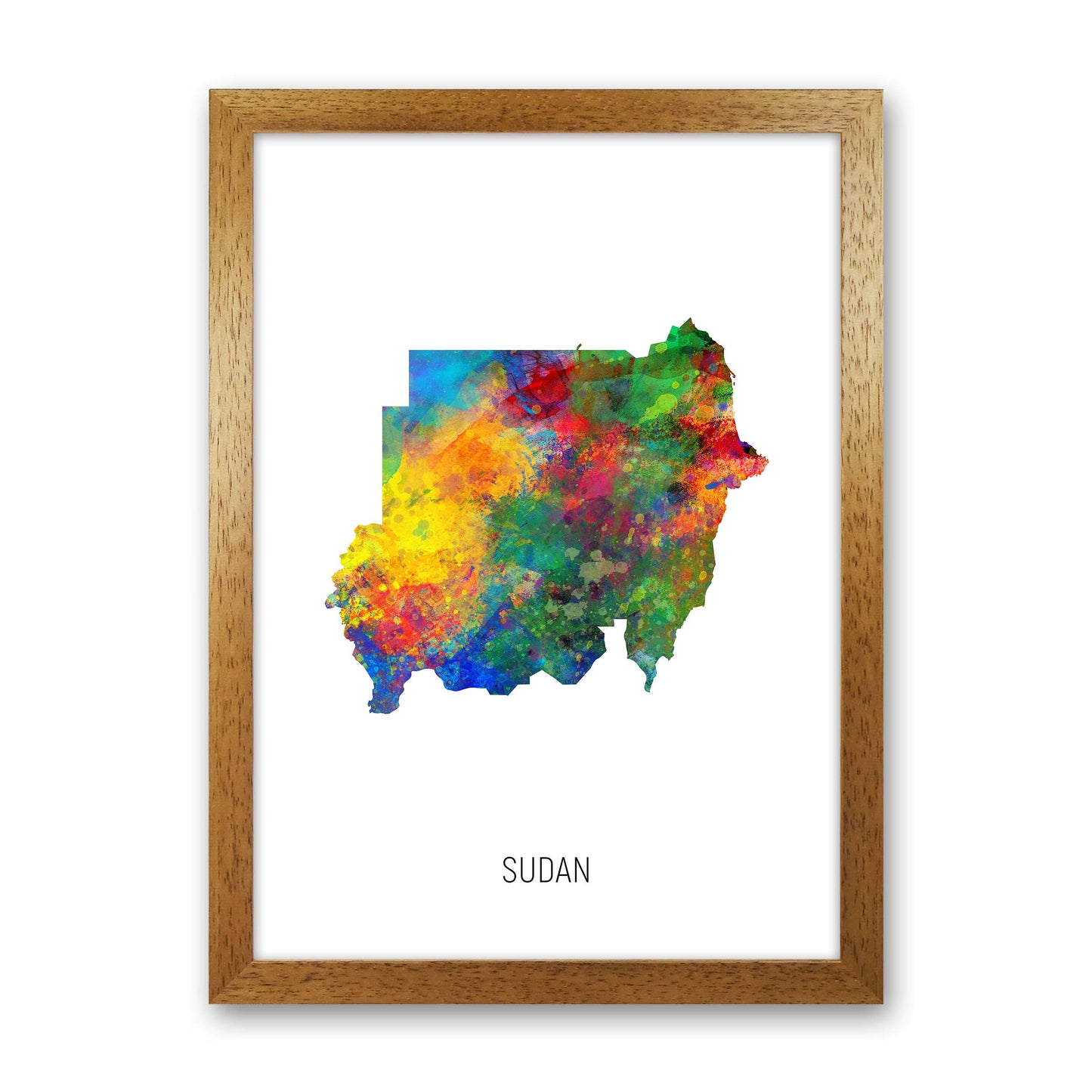 Sudan Watercolour Map Art Print by Michael Tompsett Oak Grain
