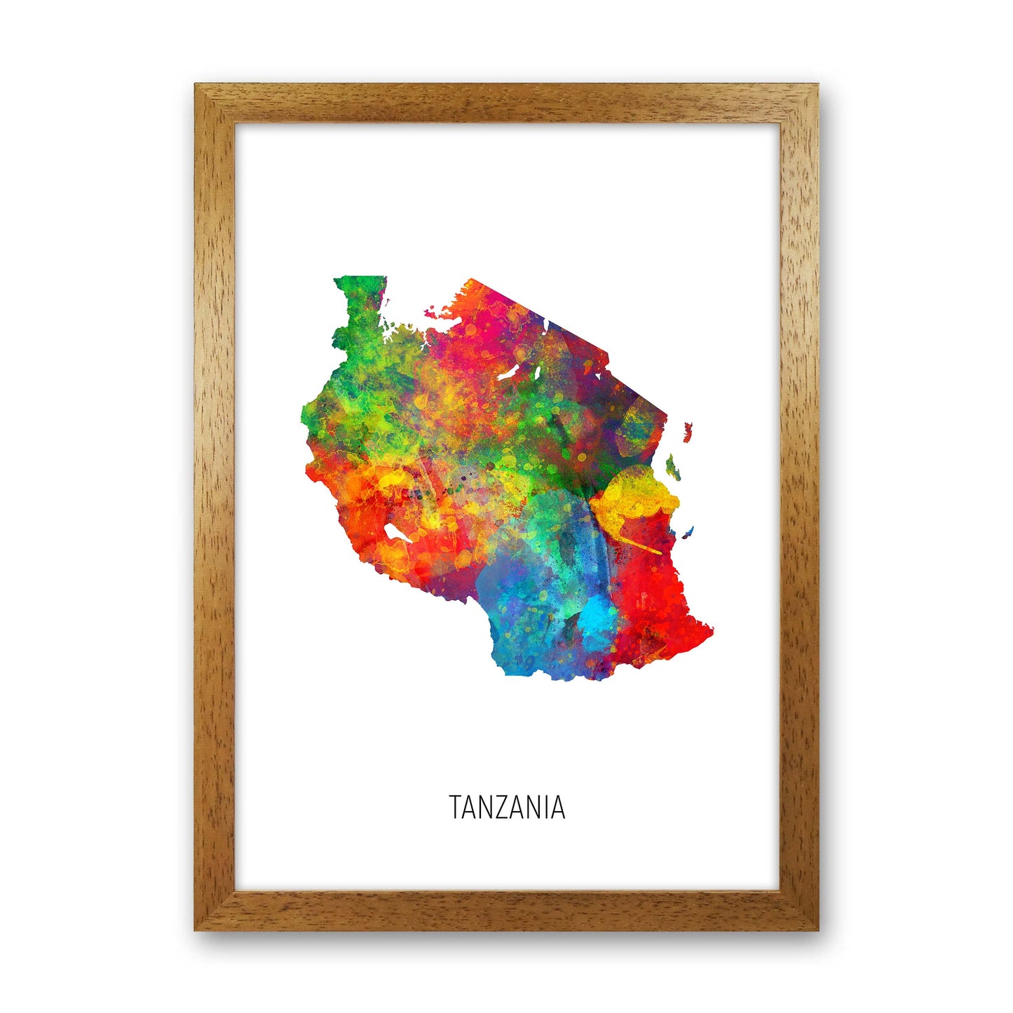 Tanzania Watercolour Map Art Print by Michael Tompsett Oak Grain