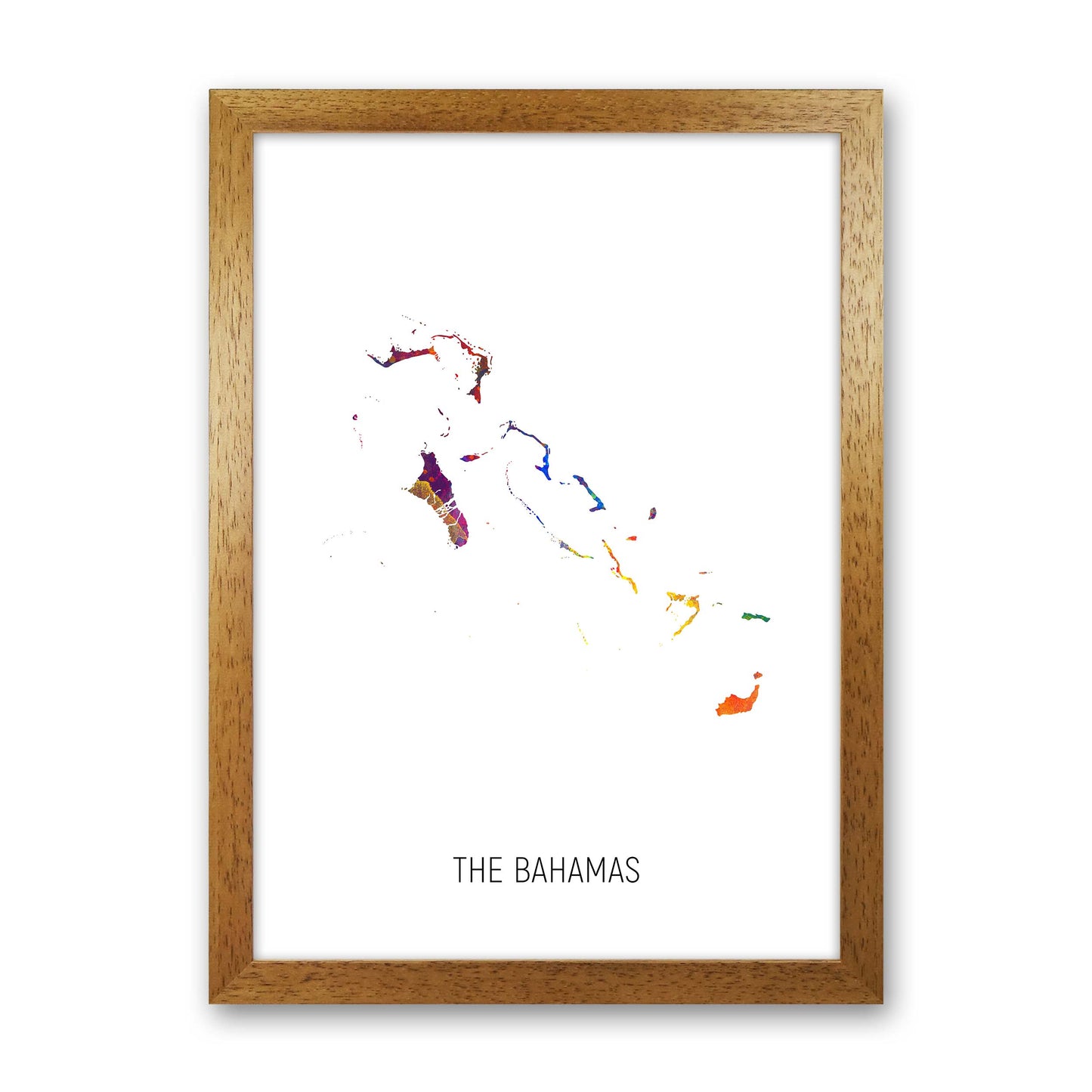 The Bahamas Watercolour Map Art Print by Michael Tompsett Oak Grain