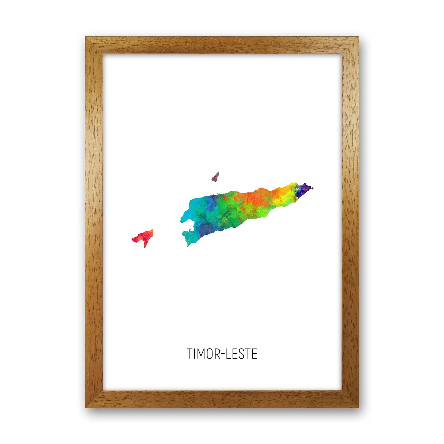 Timor-Leste Watercolour Map Art Print by Michael Tompsett Oak Grain