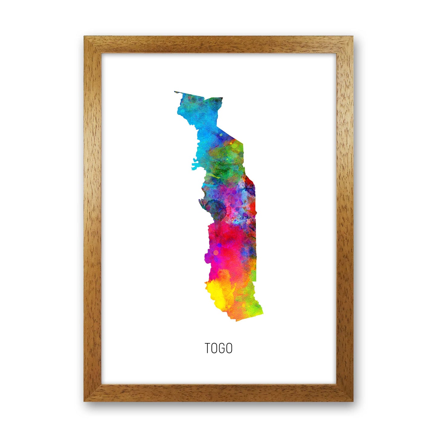 Togo Watercolour Map Art Print by Michael Tompsett Oak Grain