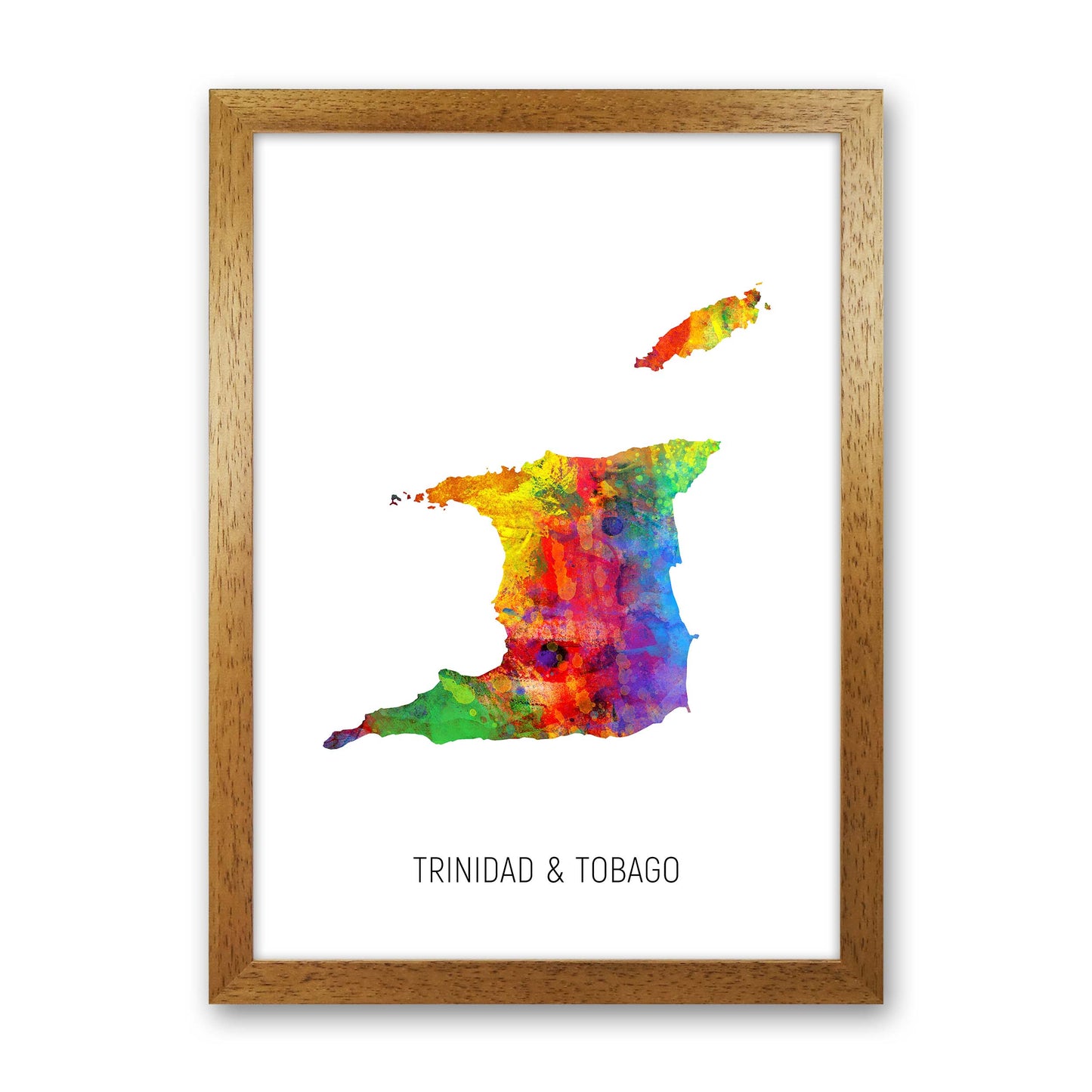 Trinidad And Tobago Watercolour Map Print by Michael Tompsett Oak Grain