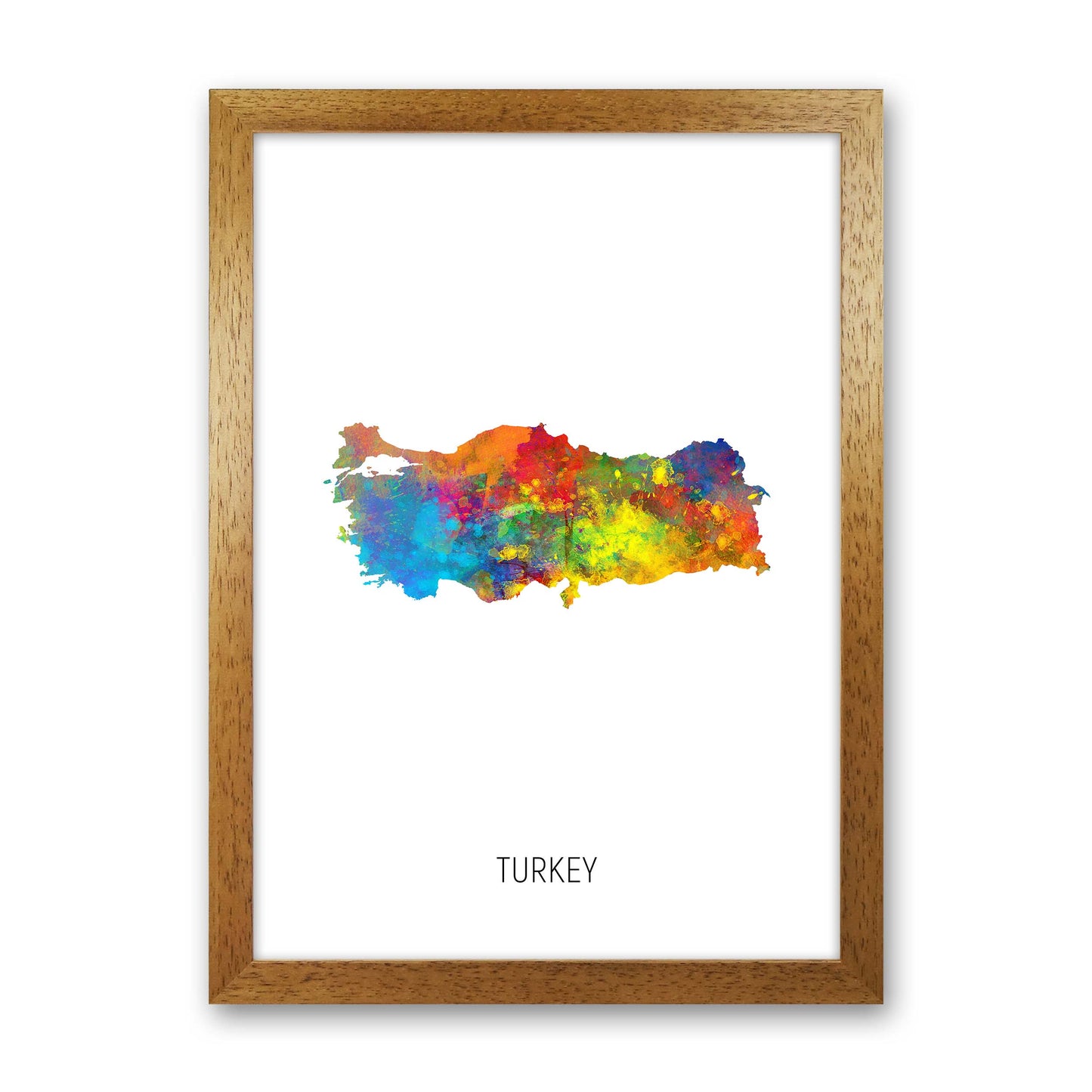 Turkey Watercolour Map Art Print by Michael Tompsett Oak Grain