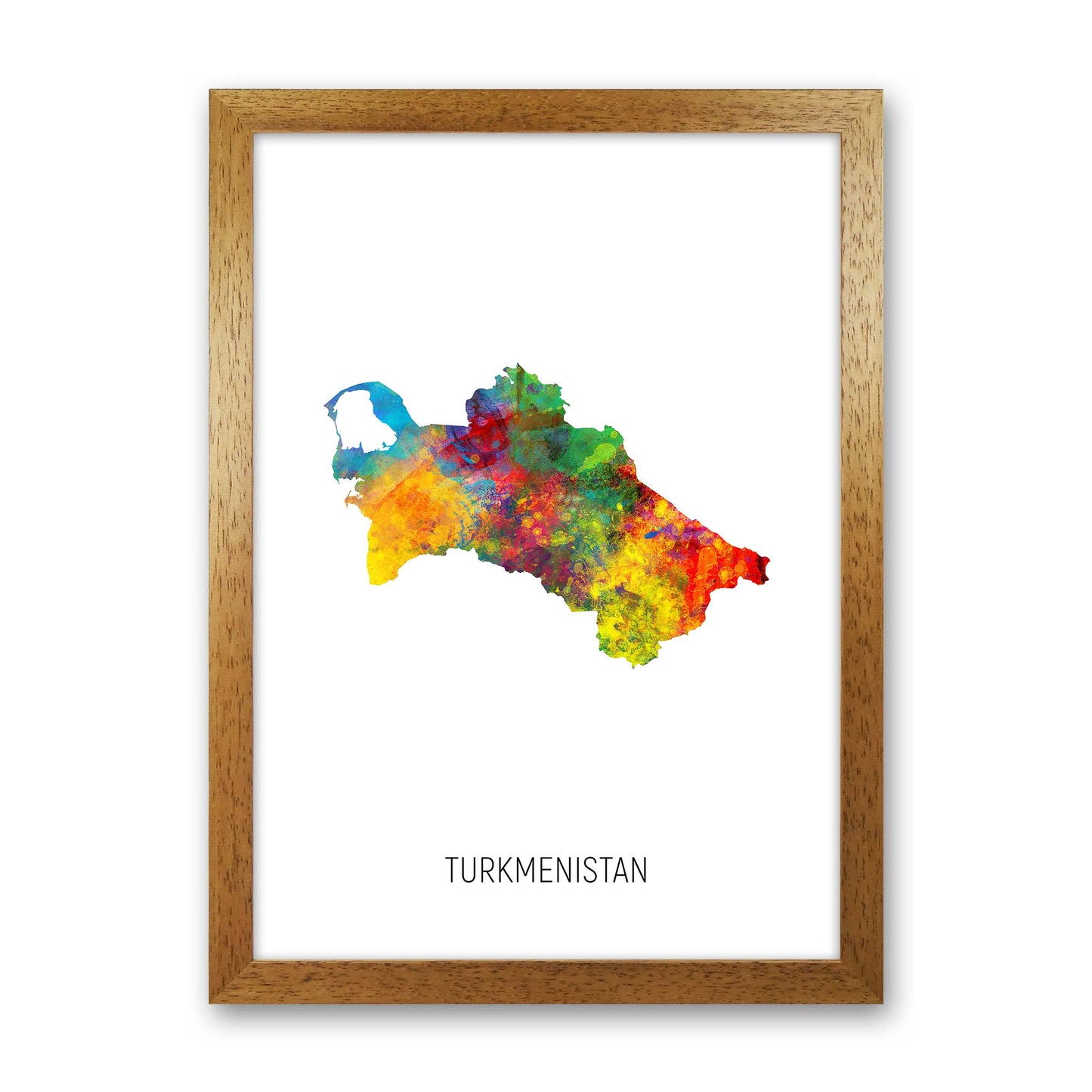Turkmenistan Watercolour Map Art Print by Michael Tompsett Oak Grain