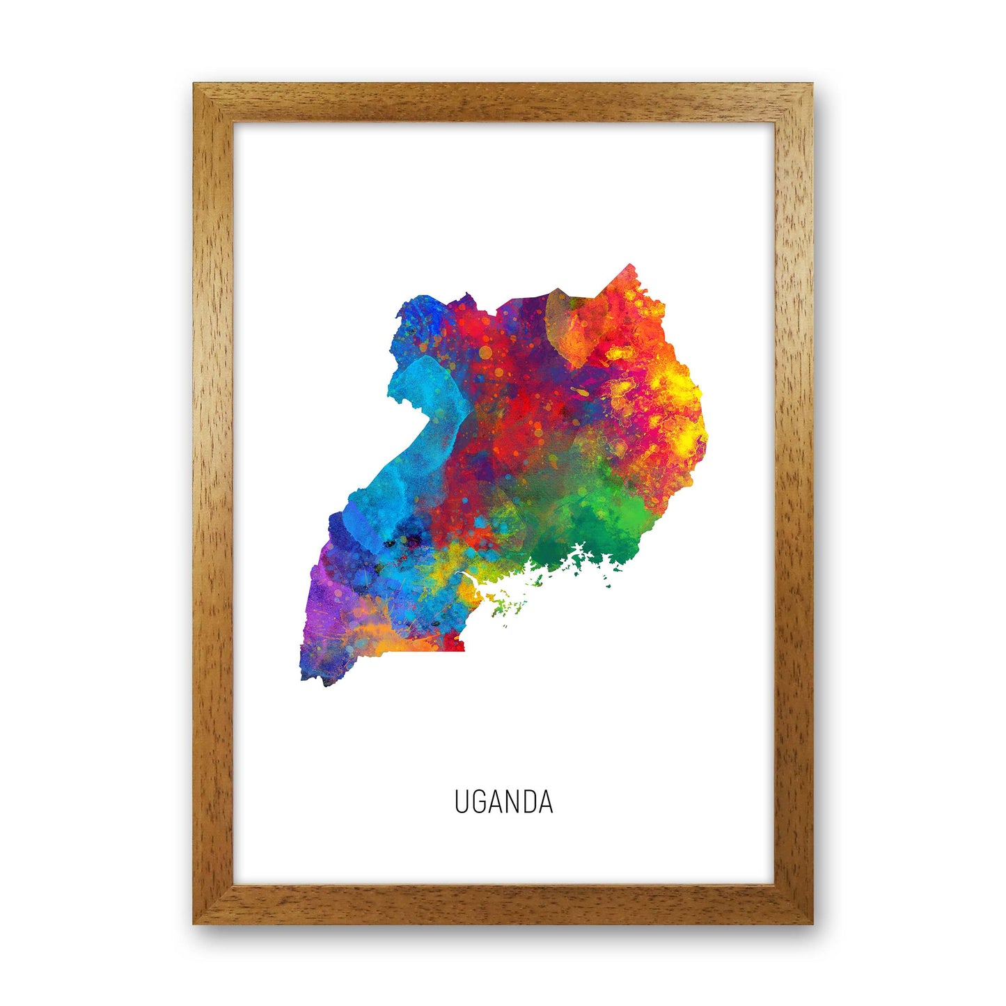 Uganda Watercolour Map Art Print by Michael Tompsett Oak Grain
