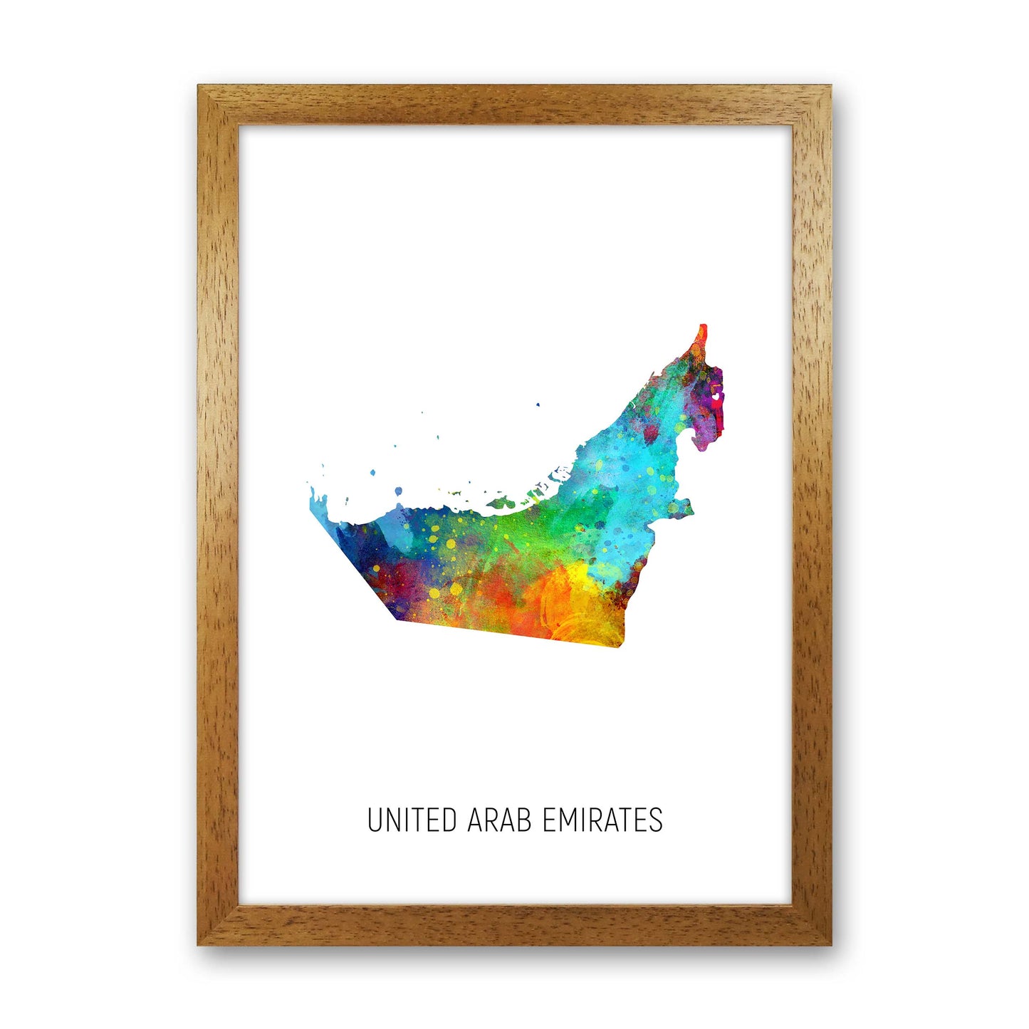 United Arab Emirates Watercolour Map by Michael Tompsett Oak Grain