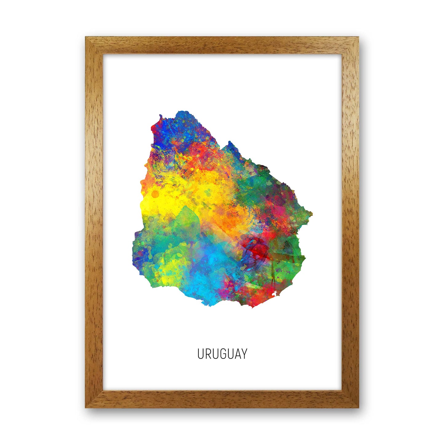 Uruguay Watercolour Map Art Print by Michael Tompsett Oak Grain