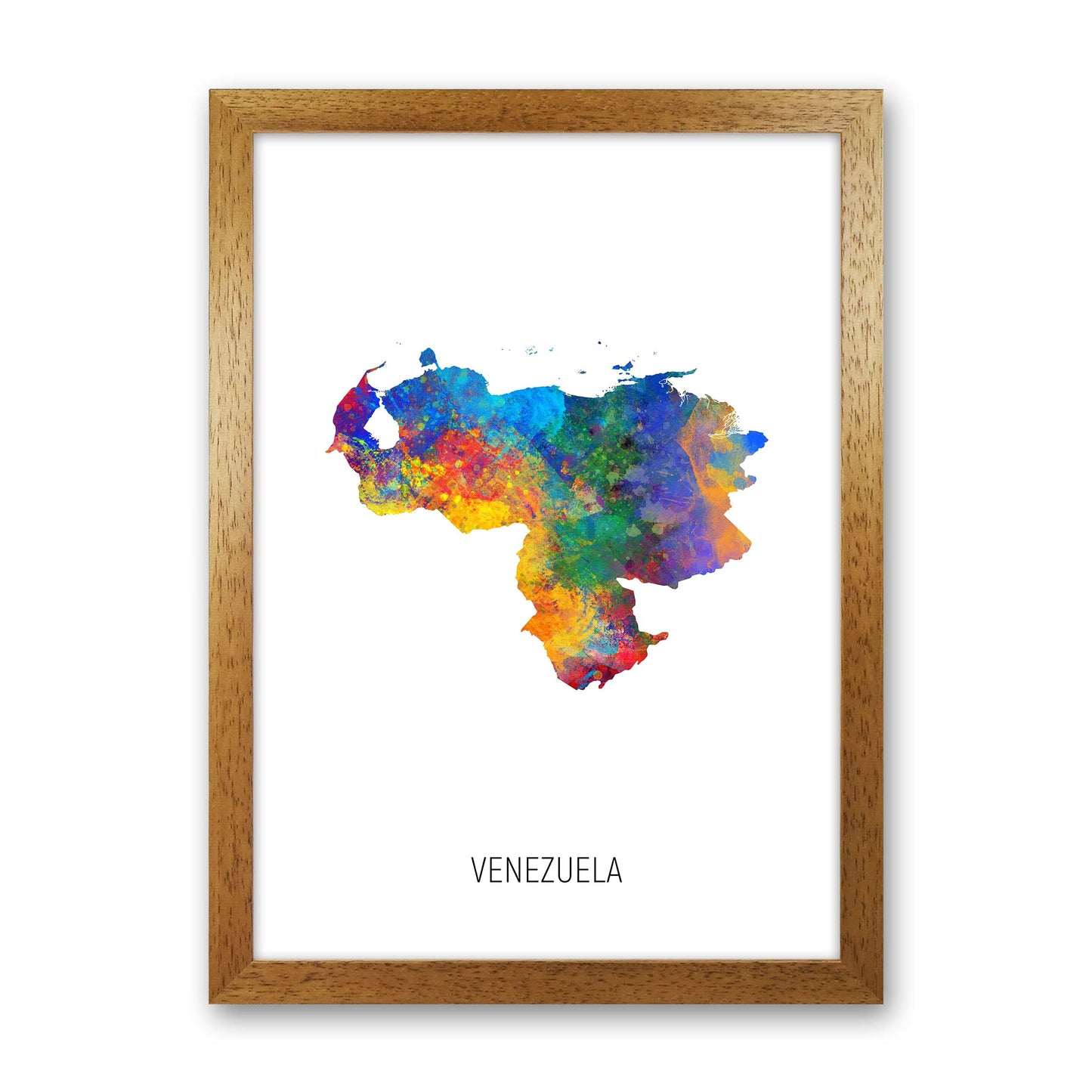 Venezuela Watercolour Map Art Print by Michael Tompsett Oak Grain