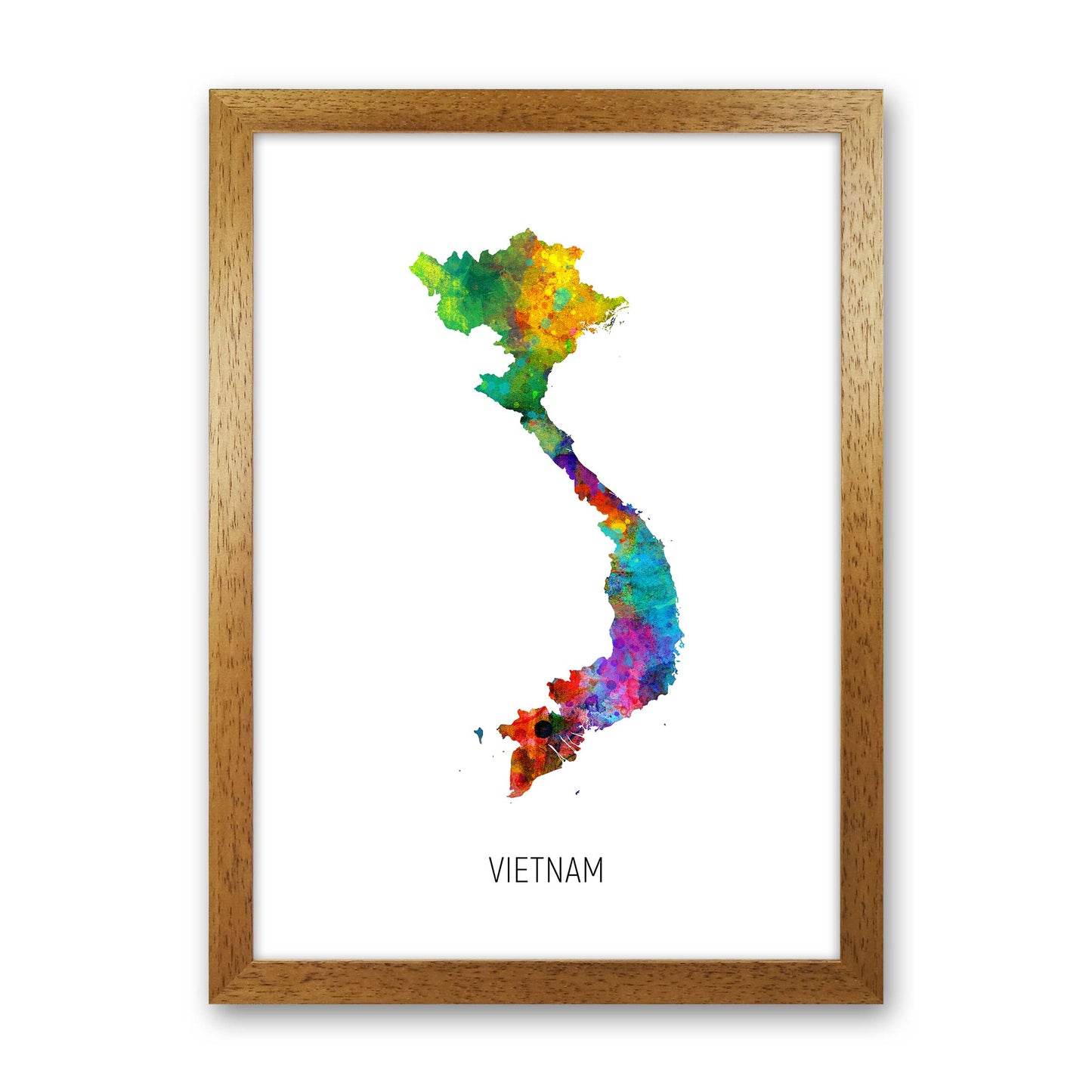 Vietnam Watercolour Map Art Print by Michael Tompsett Oak Grain