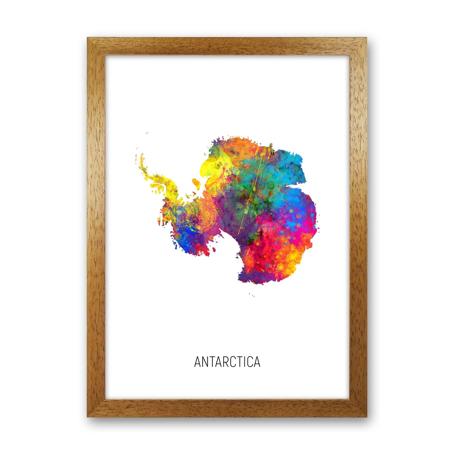 Antarctica Watercolour Map Art Print by Michael Tompsett Oak Grain