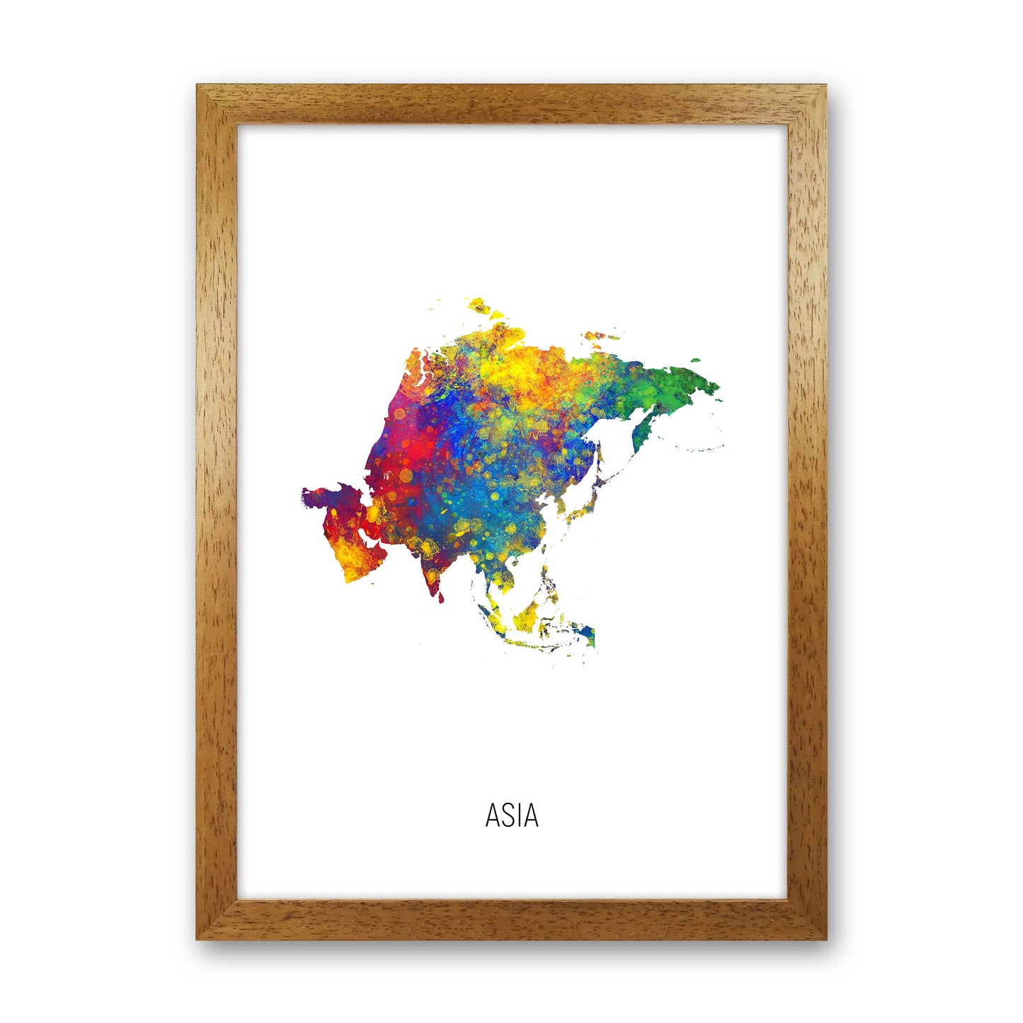 Asia Watercolour Map Art Print by Michael Tompsett Oak Grain