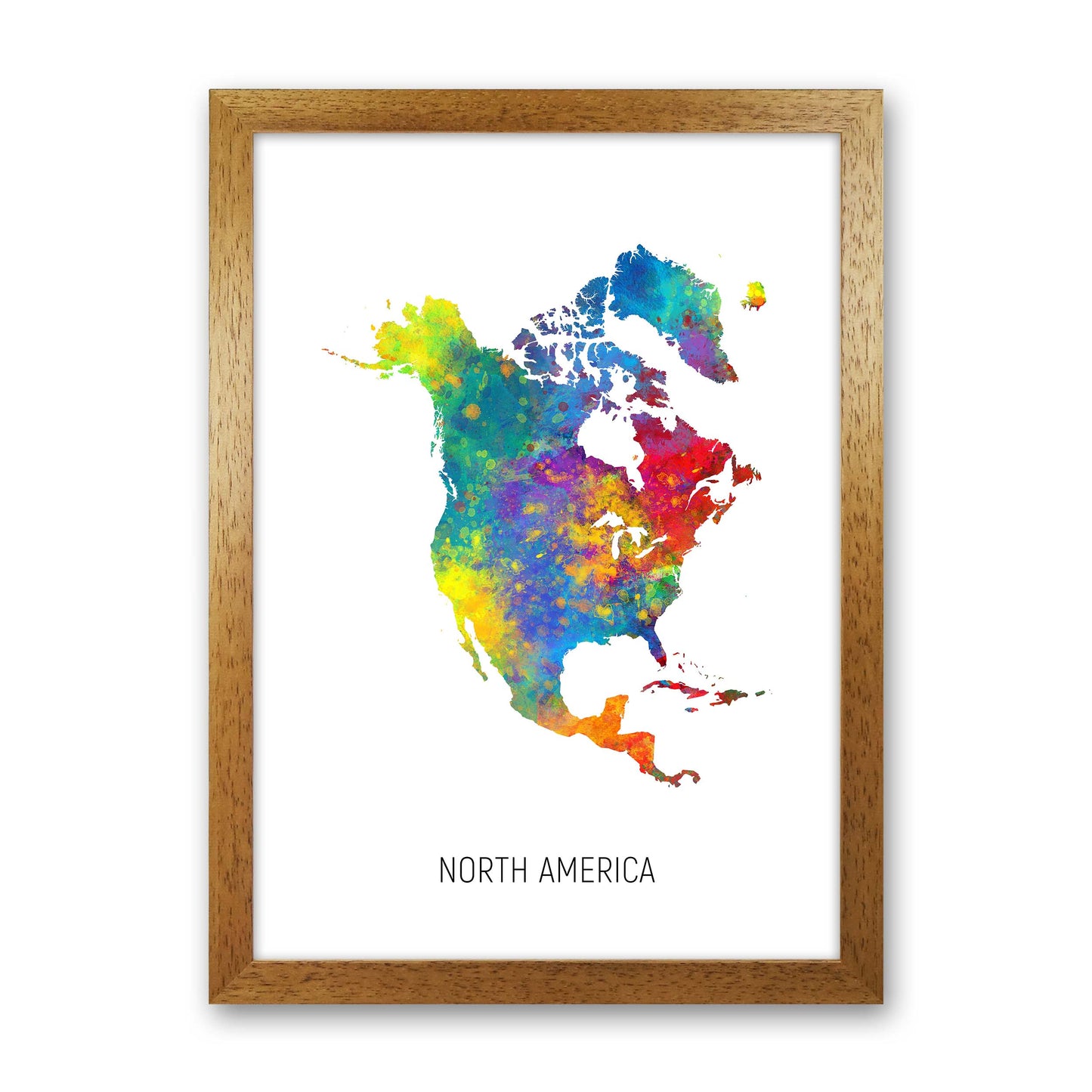 North America Watercolour Map Art Print by Michael Tompsett Oak Grain