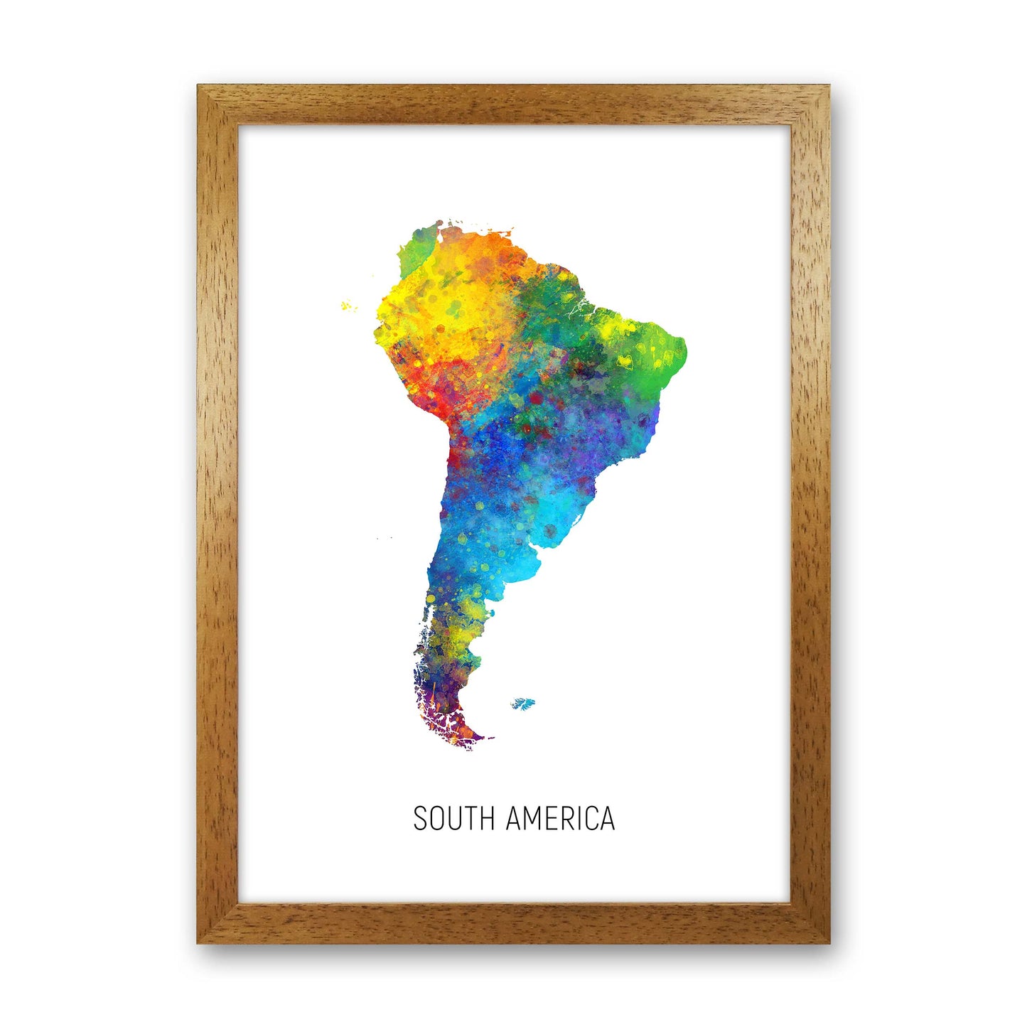 South America Watercolour Map Art Print by Michael Tompsett Oak Grain