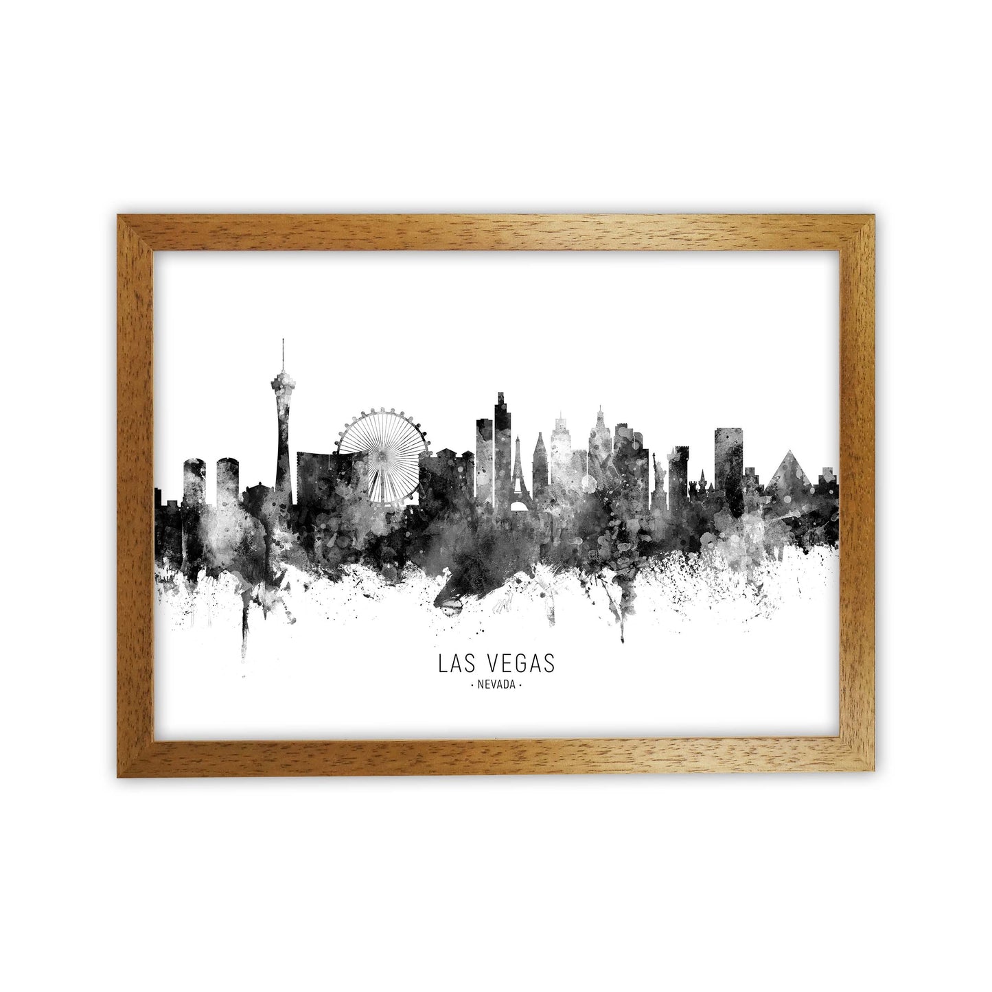 Las Vegas Nevada Skyline Black White City Name by Michael Tompsett Oak Grain