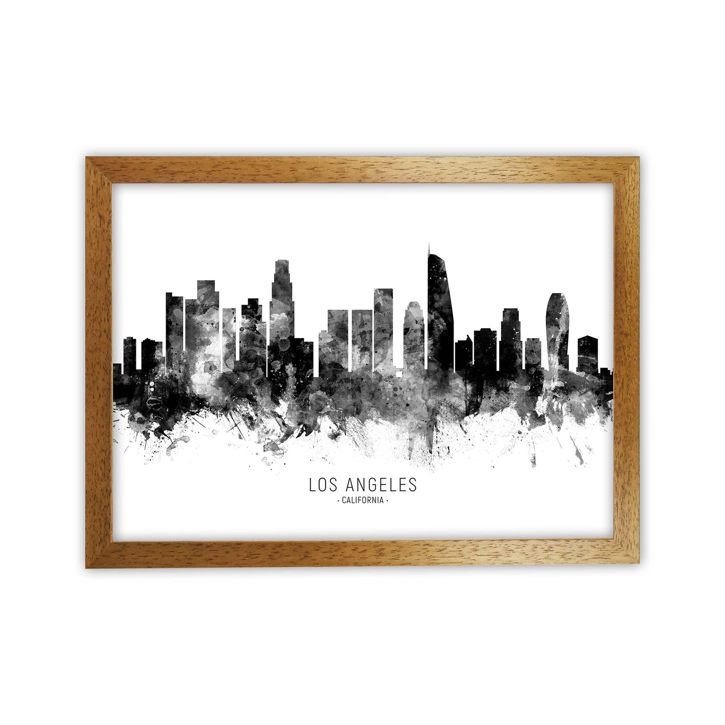 Los Angeles California Skyline Black White City Name by Michael Tompsett Oak Grain