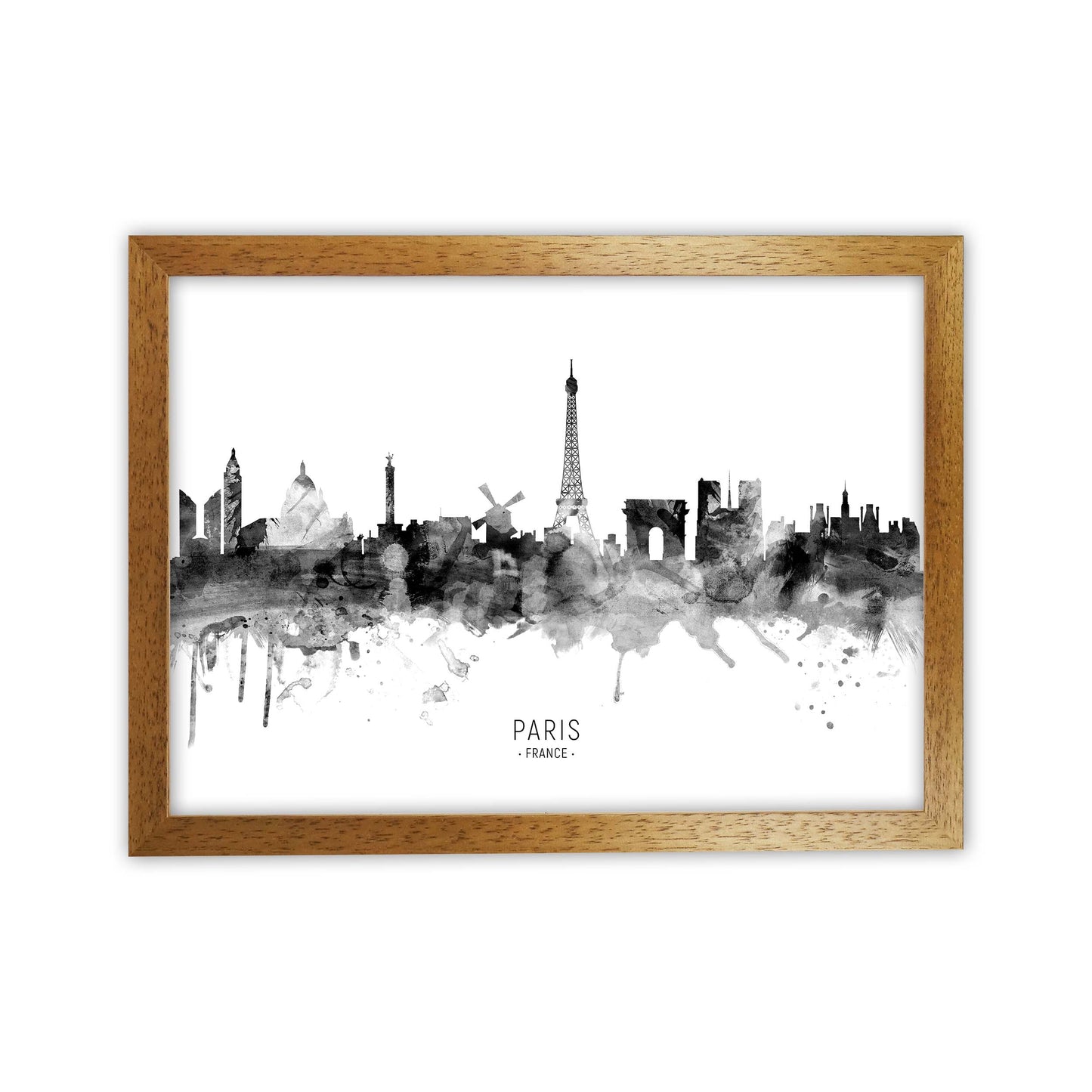 Paris France Skyline Black White City Name by Michael Tompsett Oak Grain