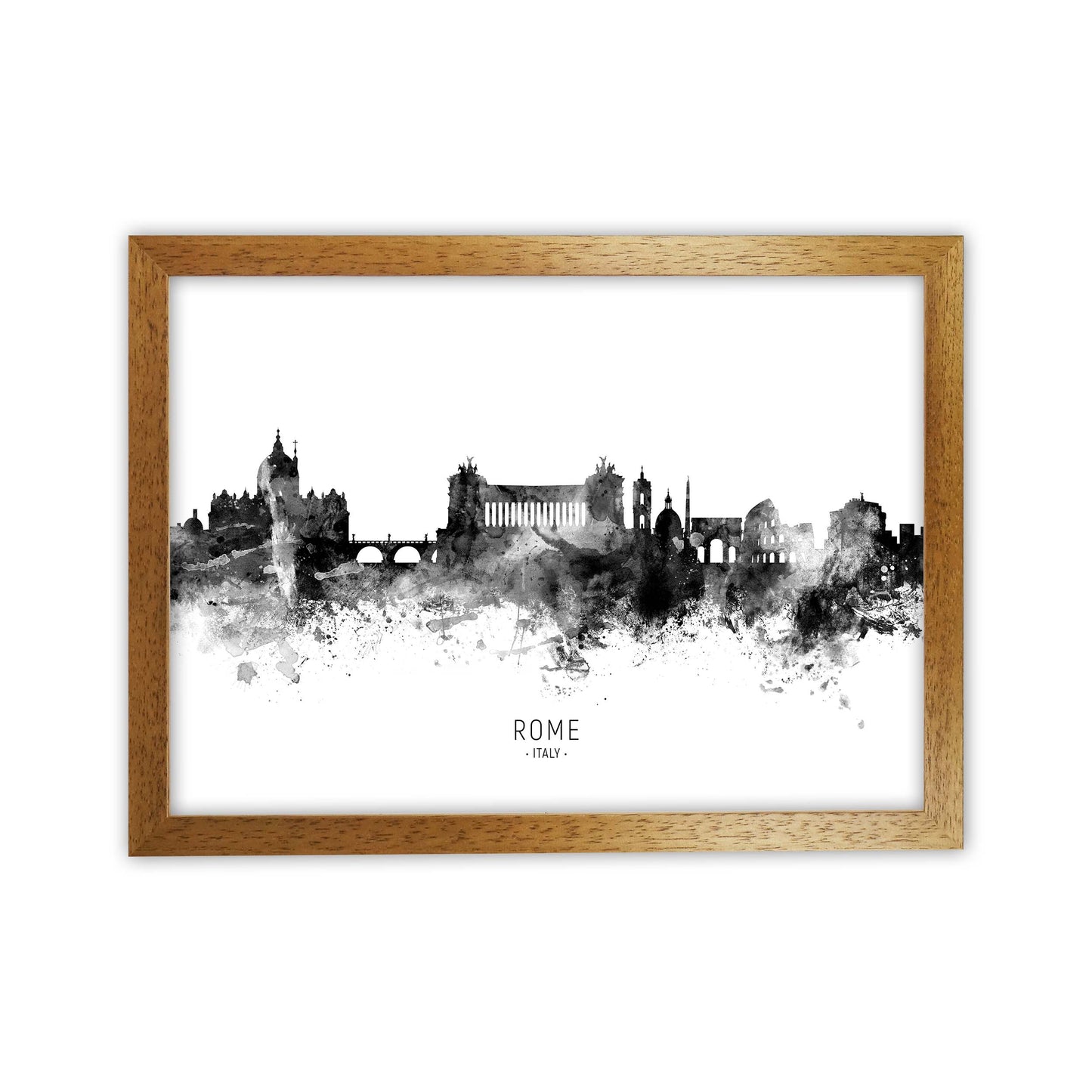 Rome Italy Skyline Black White City Name by Michael Tompsett Oak Grain