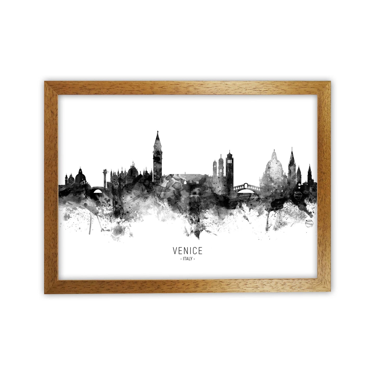 Venice Italy Skyline Black White City Name by Michael Tompsett Oak Grain