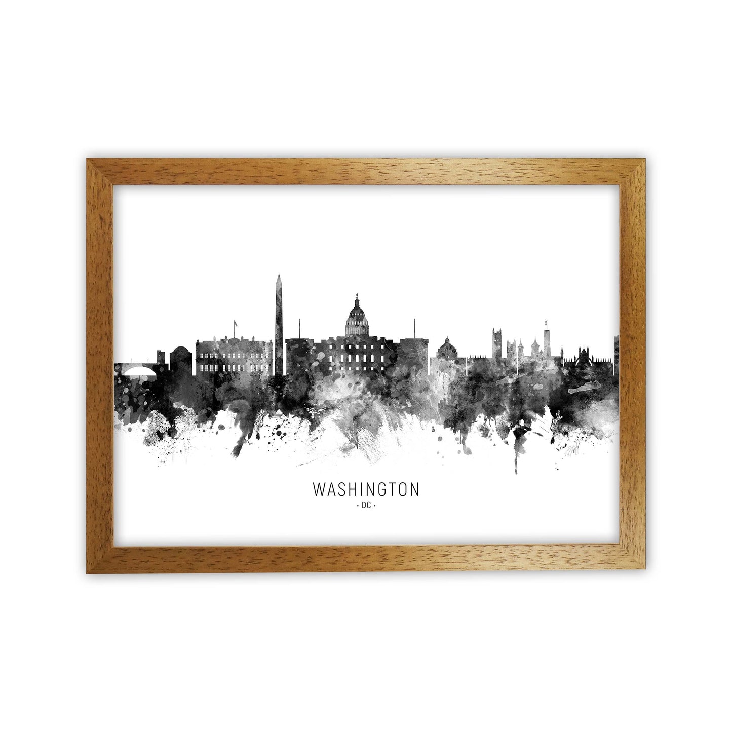 Washington Dc Skyline Black White City Name by Michael Tompsett Oak Grain