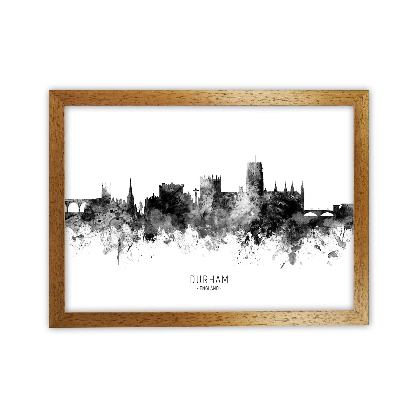Durham England Skyline Black White City Name by Michael Tompsett Oak Grain
