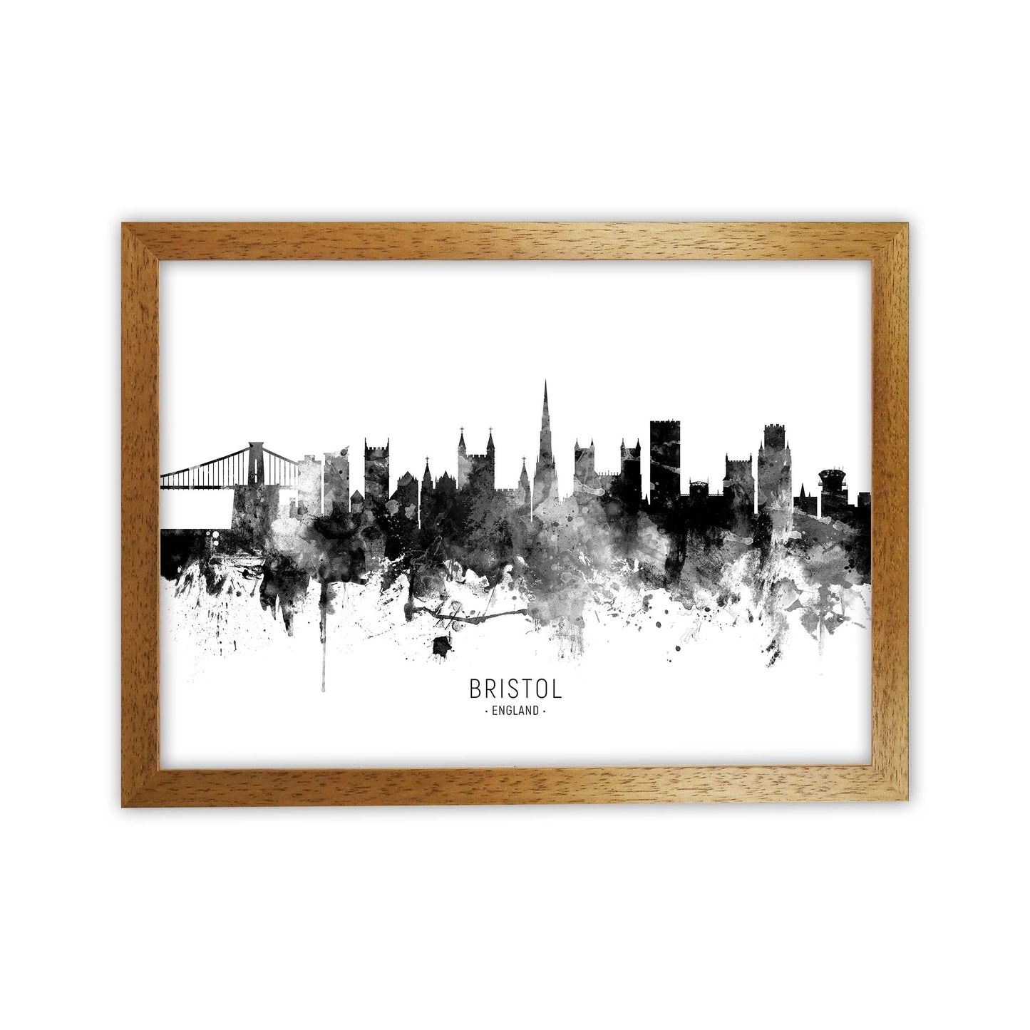 Bristol England Skyline Black White City Name by Michael Tompsett Oak Grain