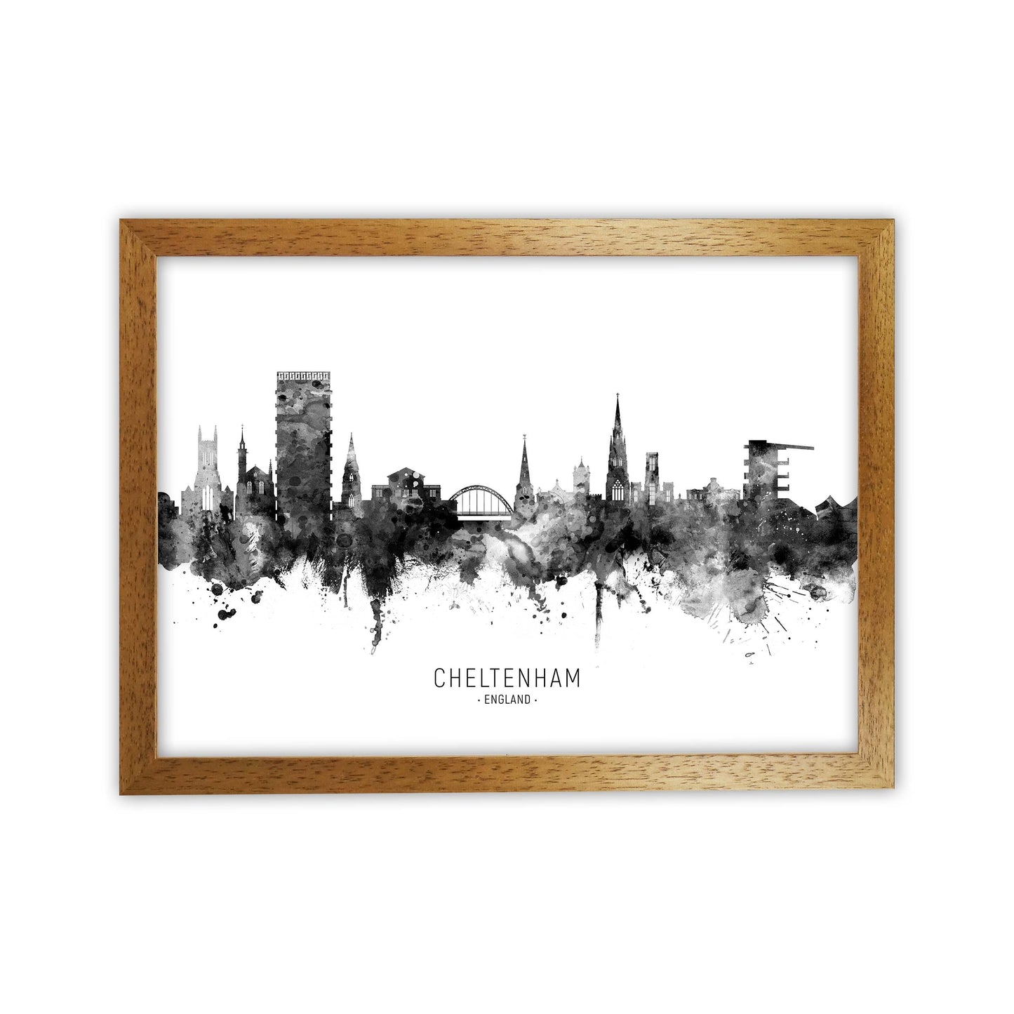 Cheltenham England Skyline Black White City Name by Michael Tompsett Oak Grain