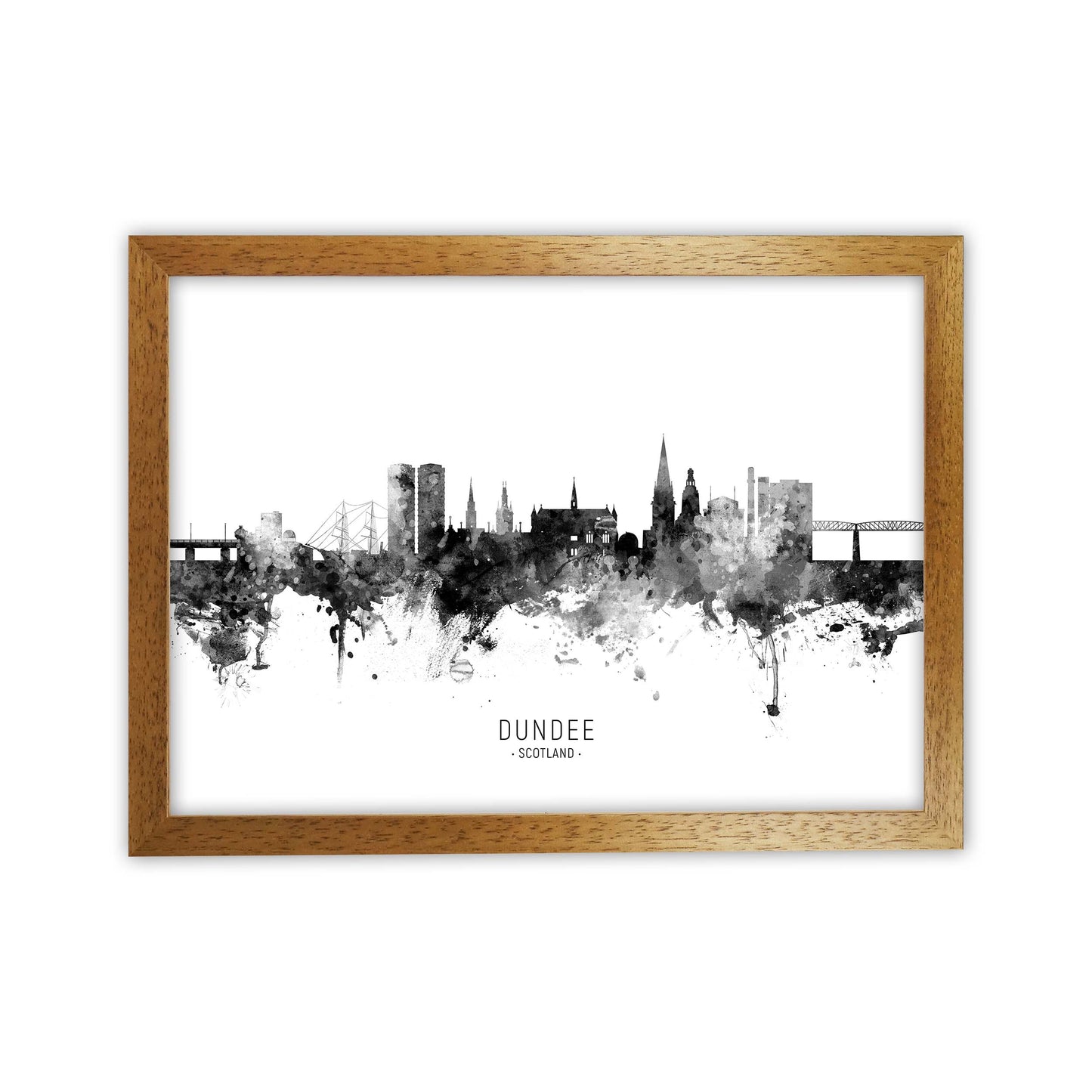Dundee Scotland Skyline Black White City Name by Michael Tompsett Oak Grain
