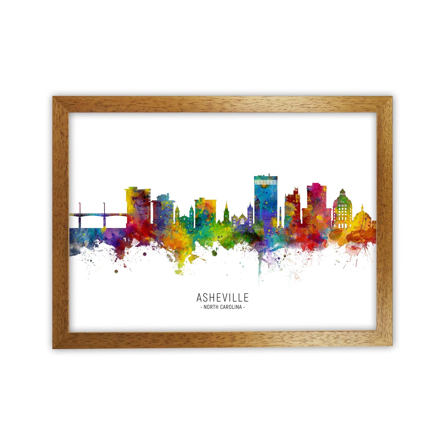 Asheville North Carolina Skyline Print by Michael Tompsett Oak Grain