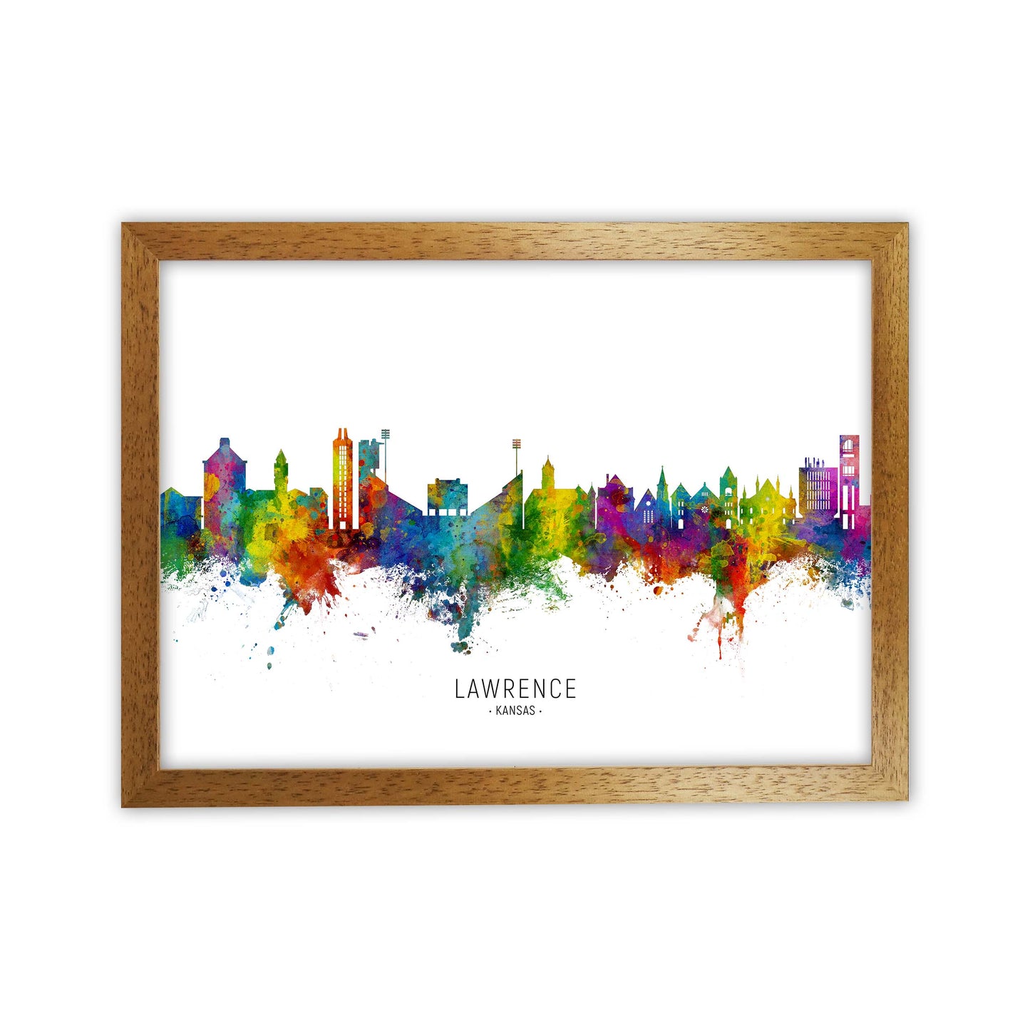 Lawrence Kansas Skyline Art Print by Michael Tompsett Oak Grain