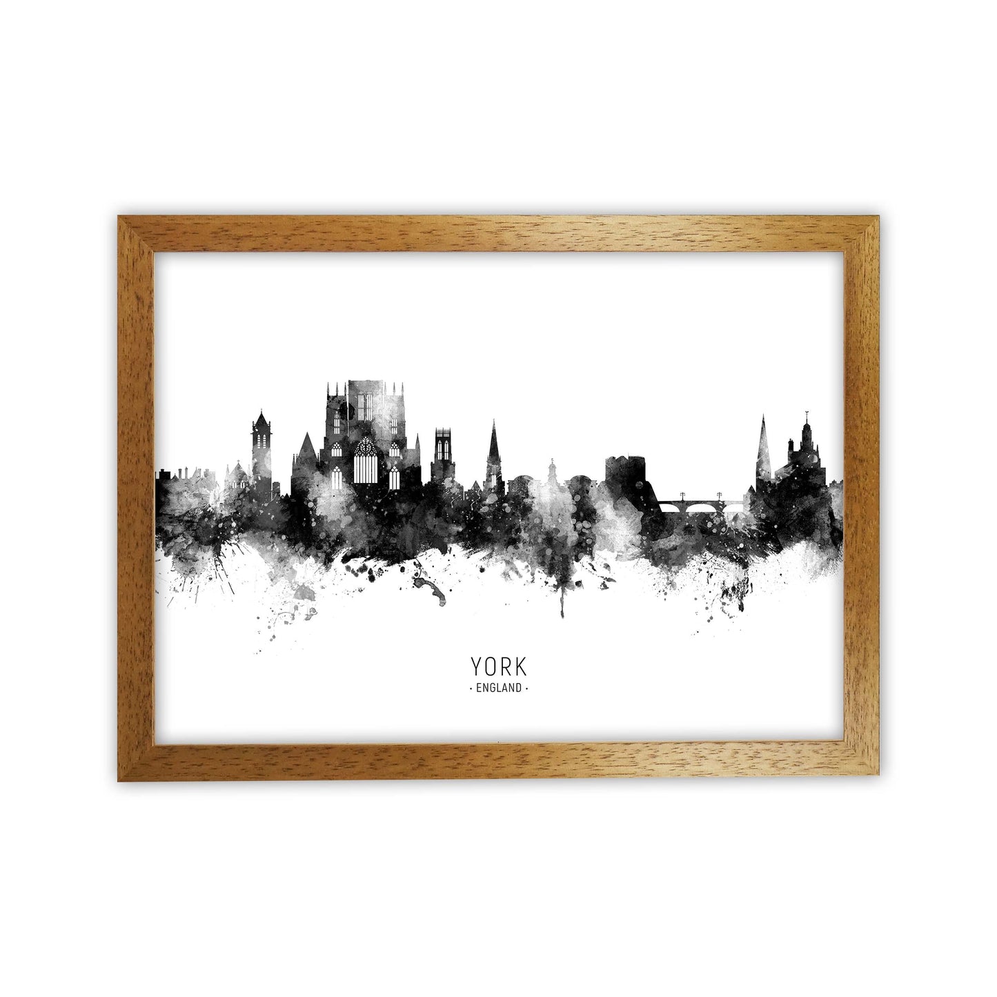 York England Skyline Black White City Name by Michael Tompsett Oak Grain