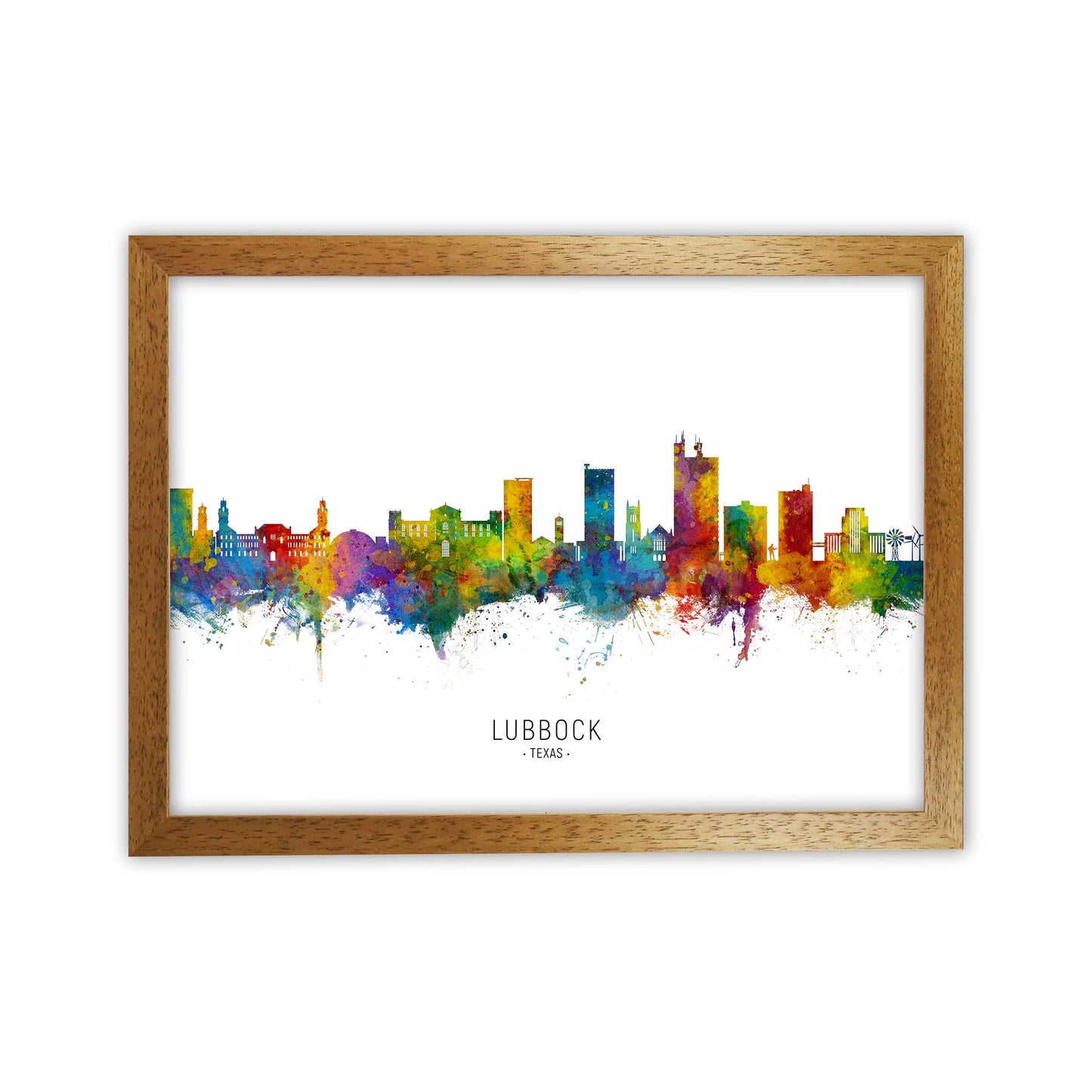 Lubbock Texas Skyline Art Print by Michael Tompsett Oak Grain