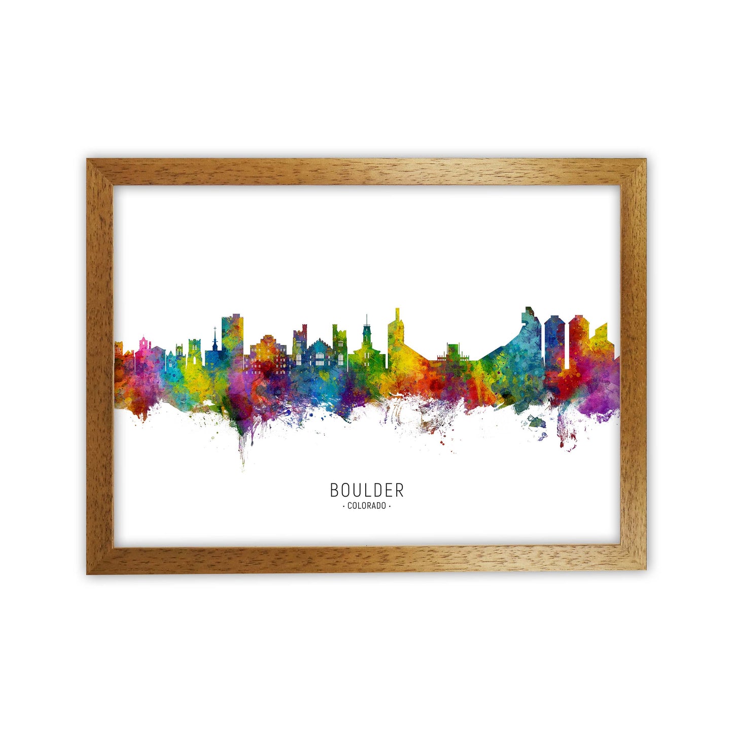 Boulder Colorado Skyline Art Print by Michael Tompsett Oak Grain