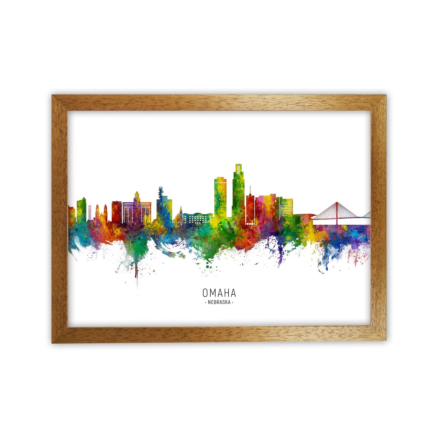 Omaha Nebraska Skyline Art Print by Michael Tompsett Oak Grain