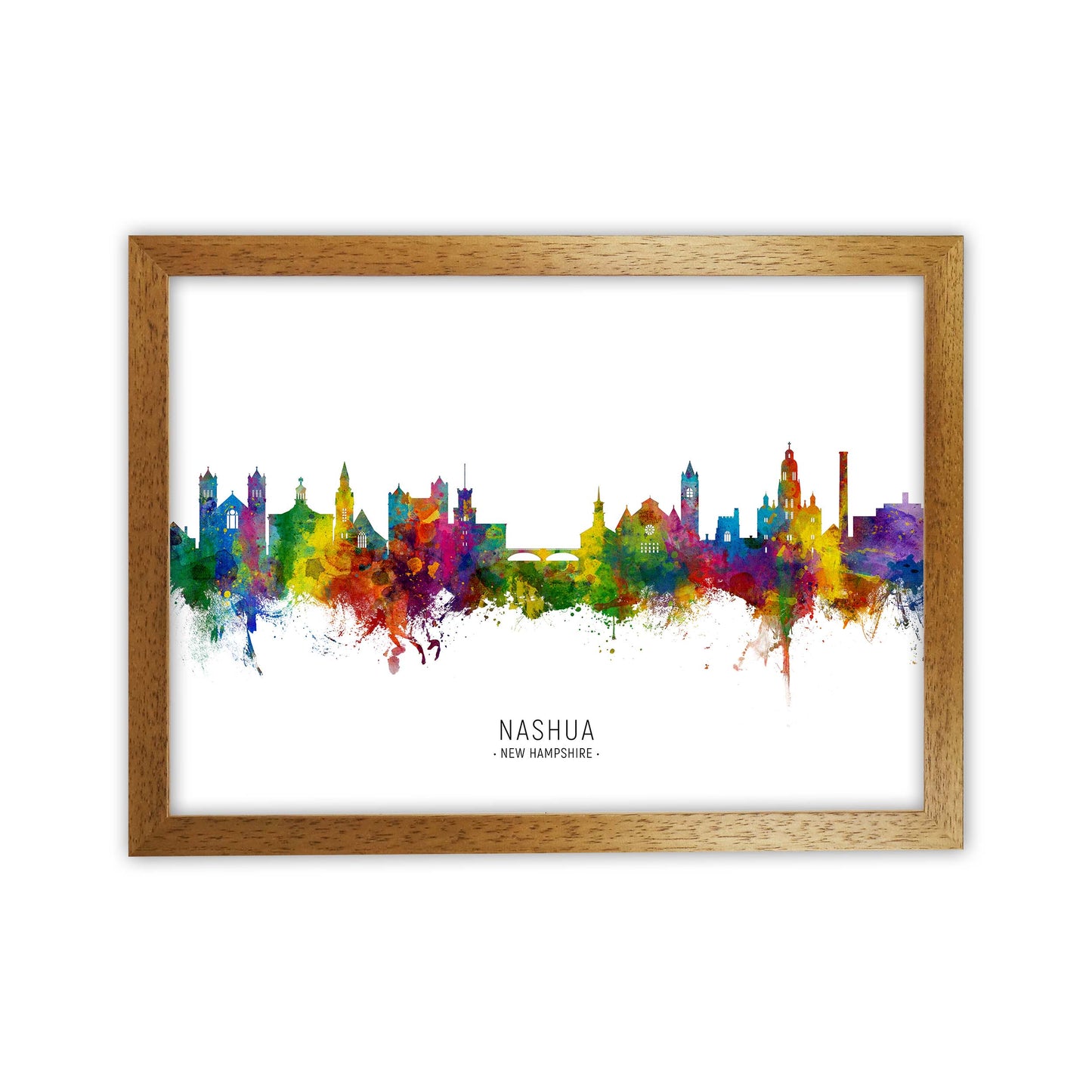 Nashua New Hampshire Skyline Art Print by Michael Tompsett Oak Grain