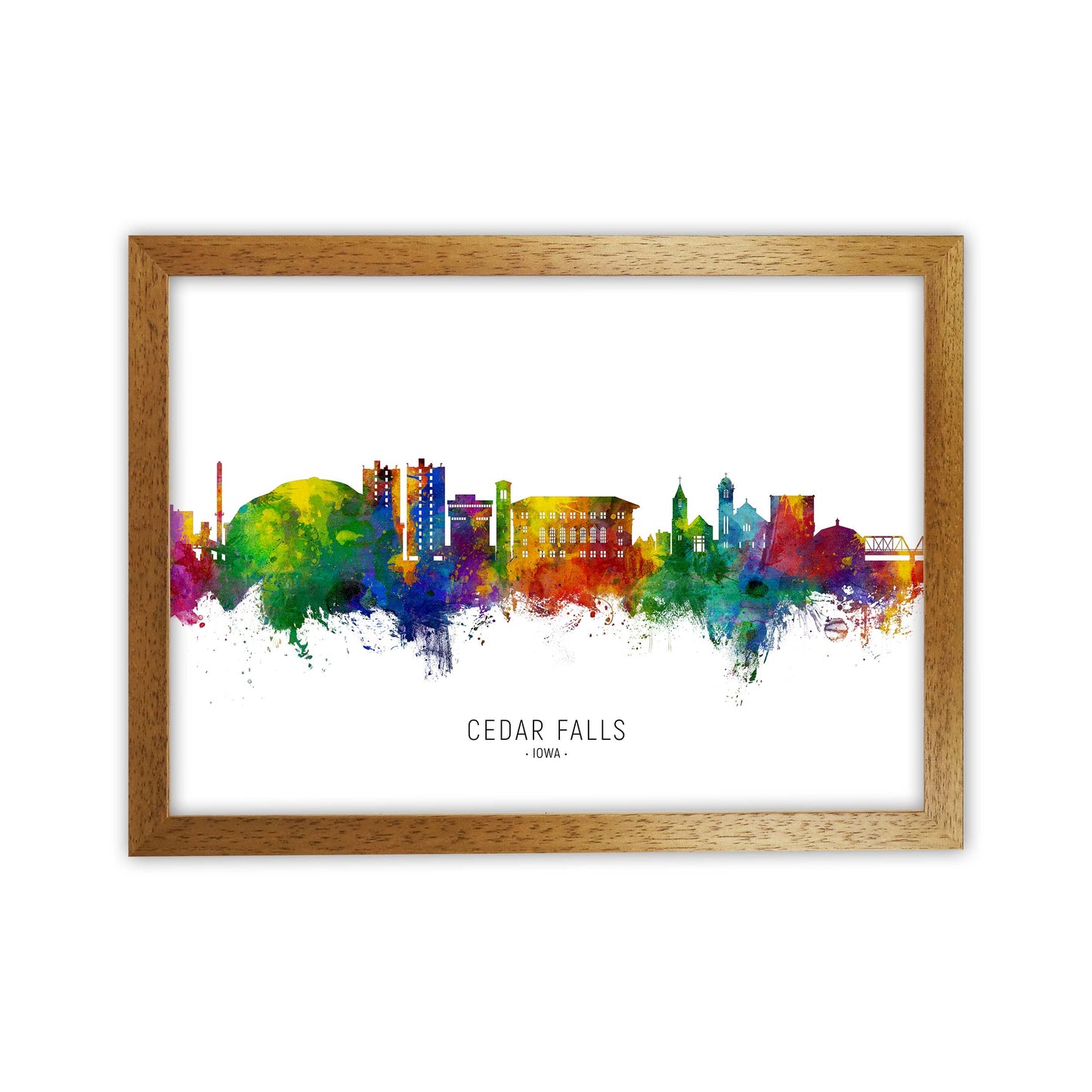 Cedar Falls Iowa Skyline Art Print by Michael Tompsett Oak Grain