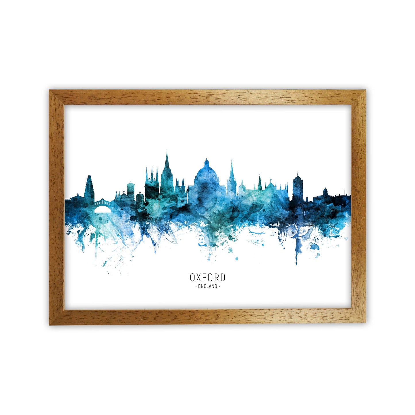 Oxford England Skyline Blue City Name  by Michael Tompsett Oak Grain