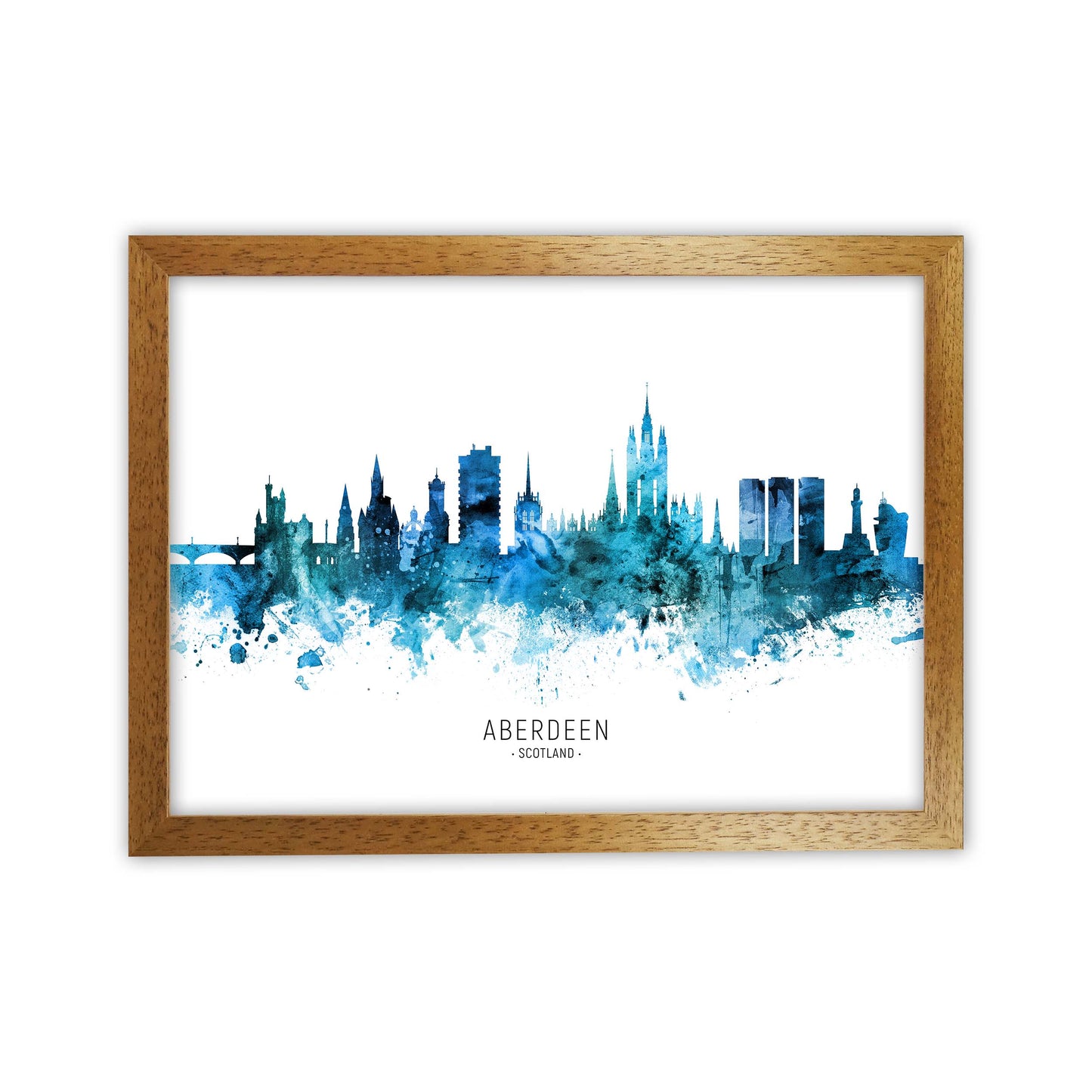 Aberdeen Scotland Skyline Blue City Name  by Michael Tompsett Oak Grain