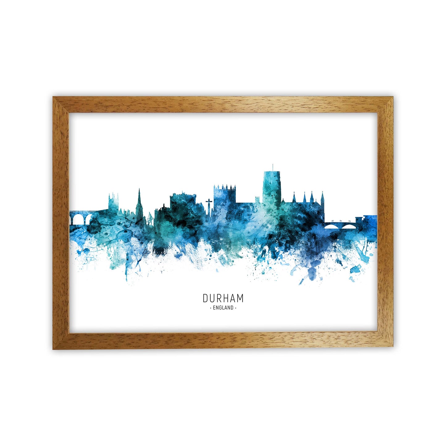 Durham England Skyline Blue City Name by Michael Tompsett Oak Grain