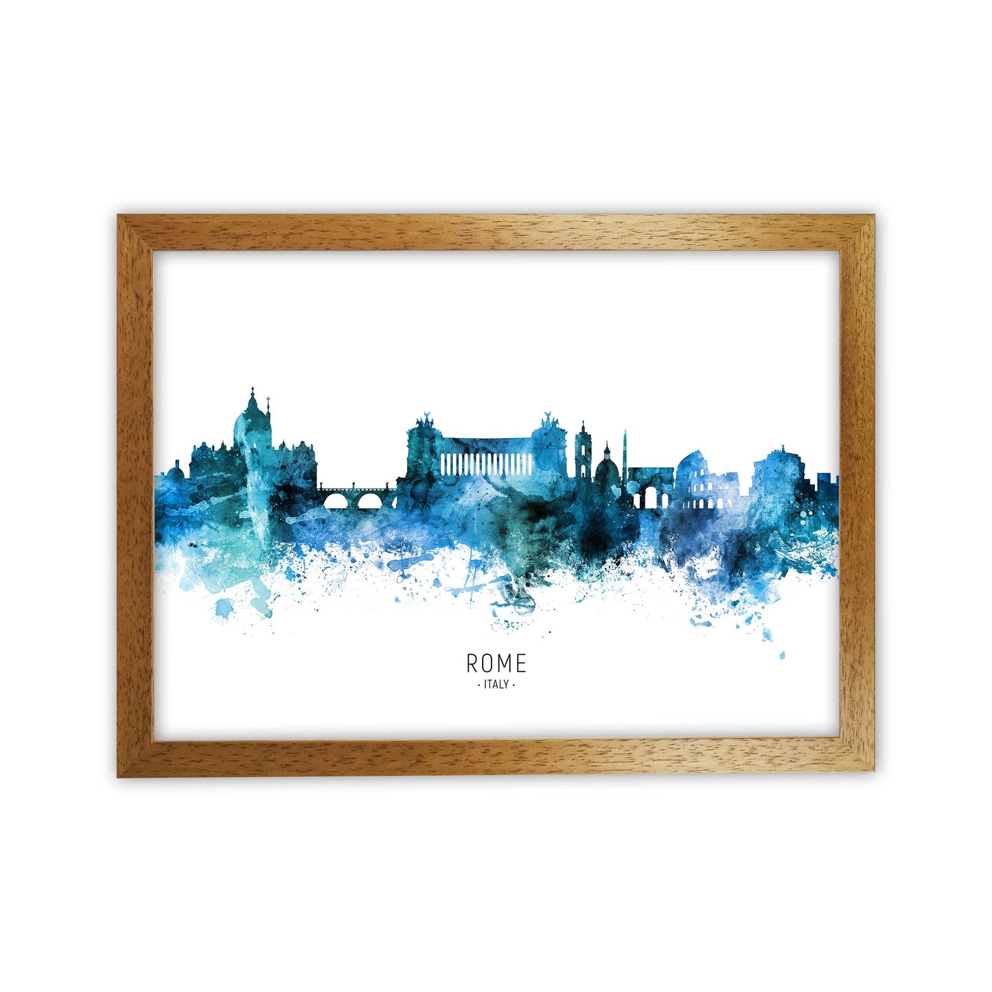 Rome Italy Skyline Blue City Name Print by Michael Tompsett Oak Grain