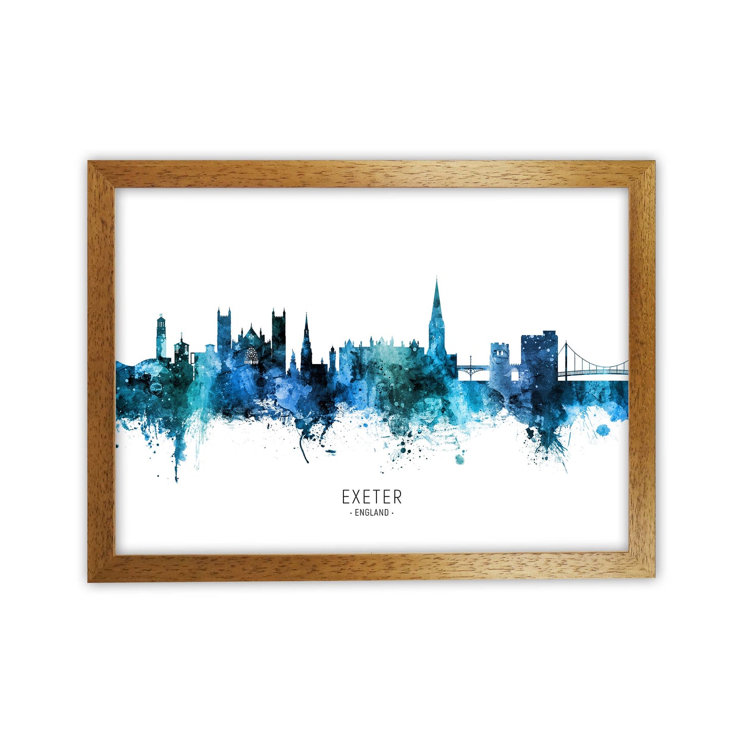 Exeter England Skyline Blue City Name by Michael Tompsett Oak Grain