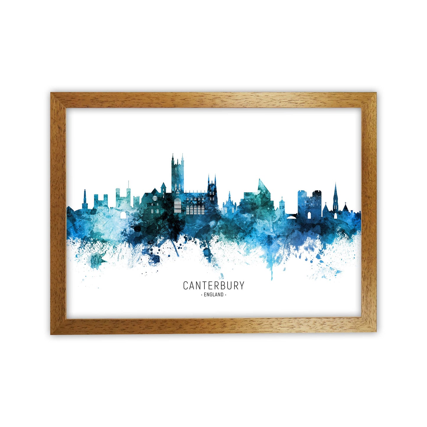 Canterbury England Skyline Blue City Name by Michael Tompsett Oak Grain