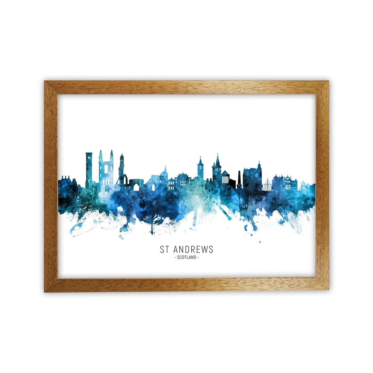 St Andrews Scotland Skyline Blue City Name by Michael Tompsett Oak Grain