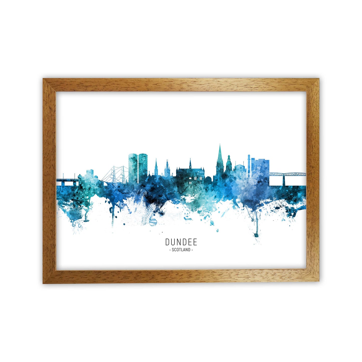 Dundee Scotland Skyline Blue City Name by Michael Tompsett Oak Grain