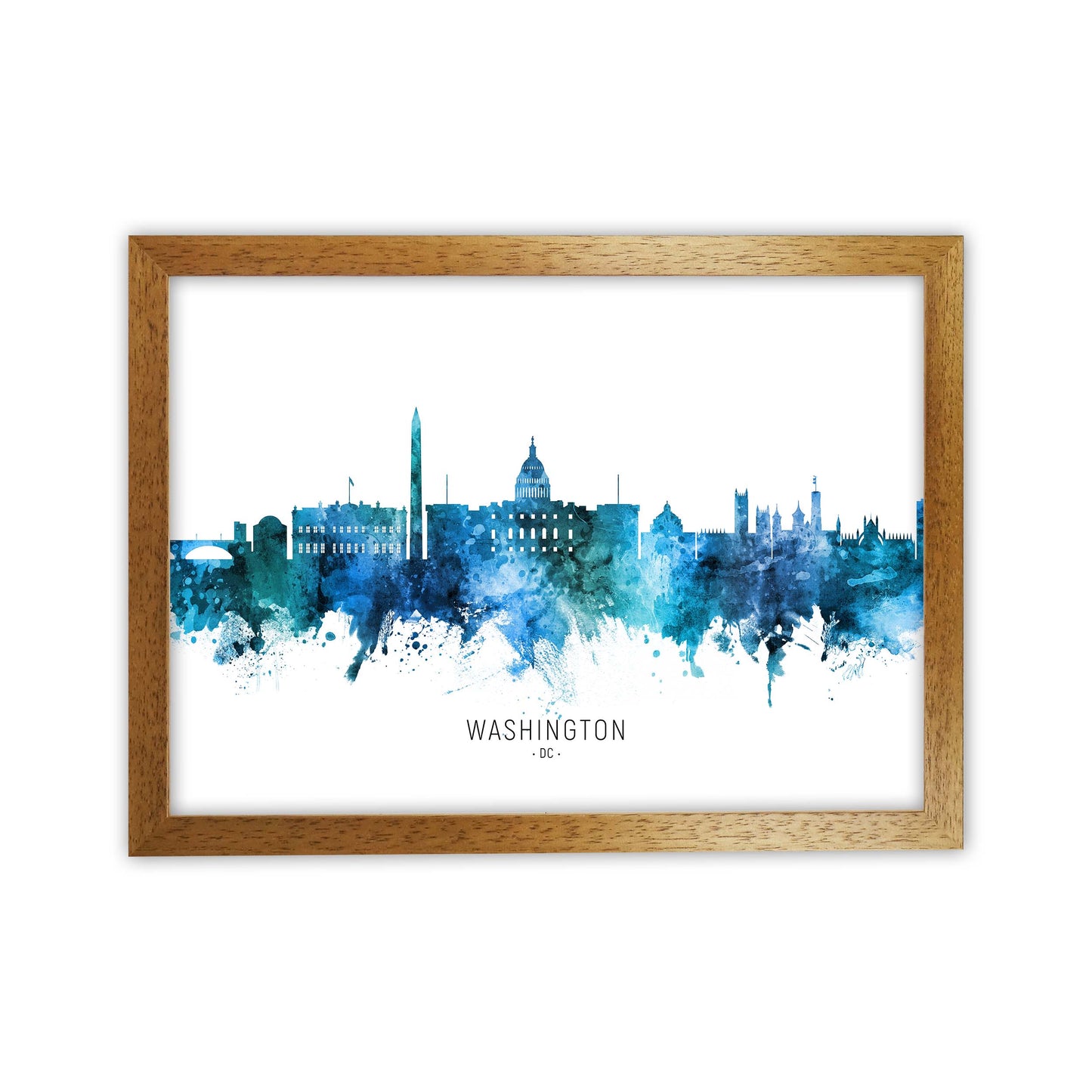 Washington Dc Skyline Blue City Name by Michael Tompsett Oak Grain