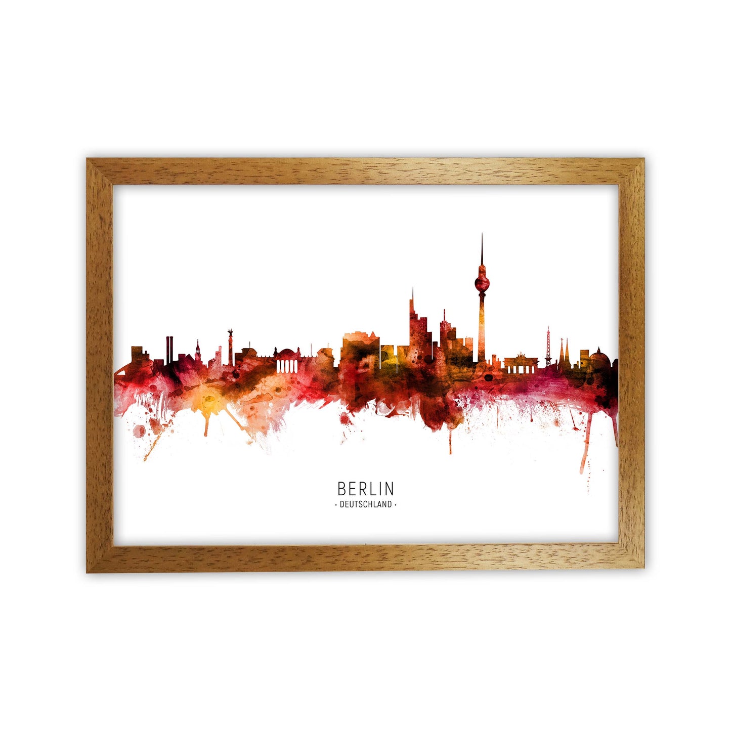 Berlin Deutschland Skyline Red City Name by Michael Tompsett Oak Grain