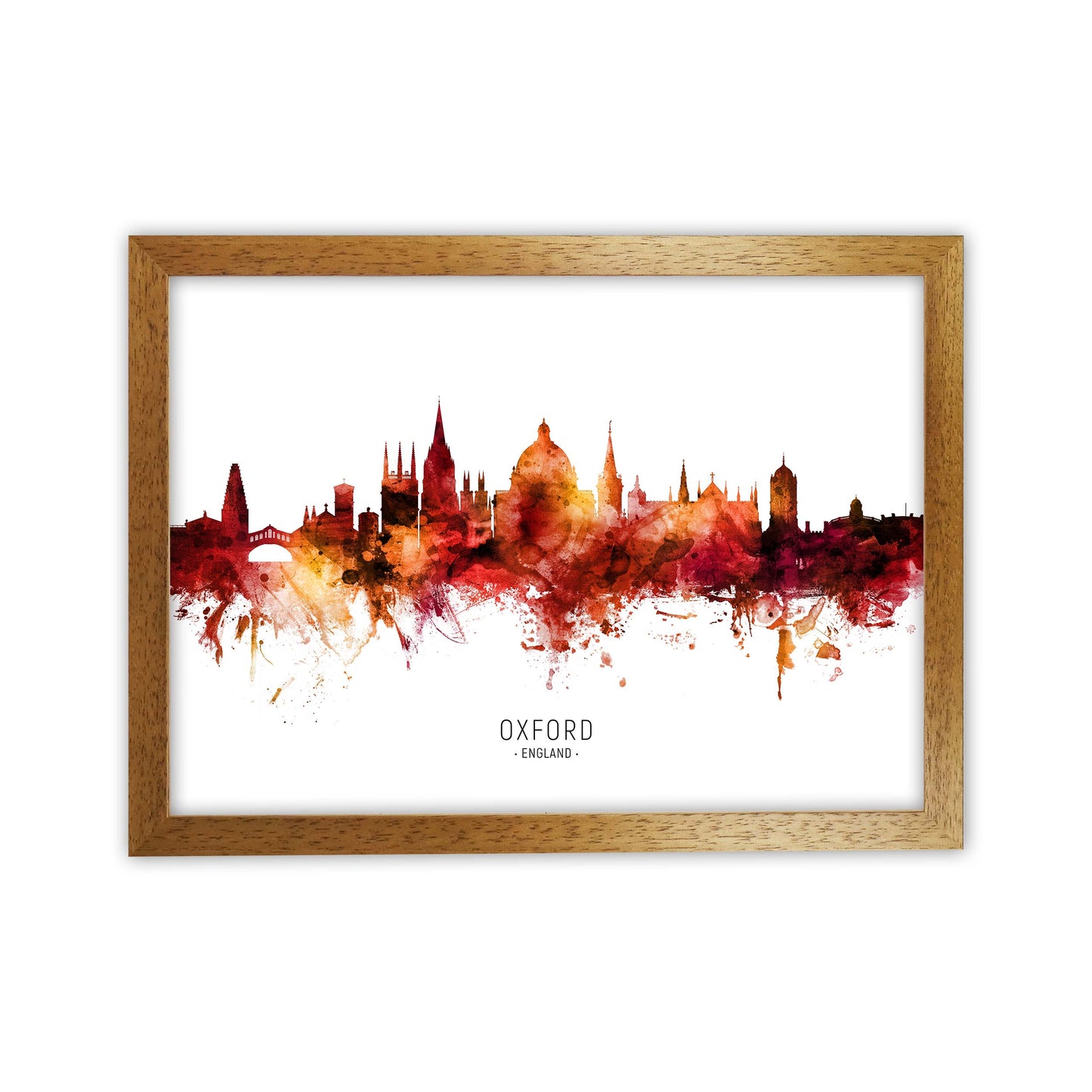 Oxford England Skyline Red City Name by Michael Tompsett Oak Grain