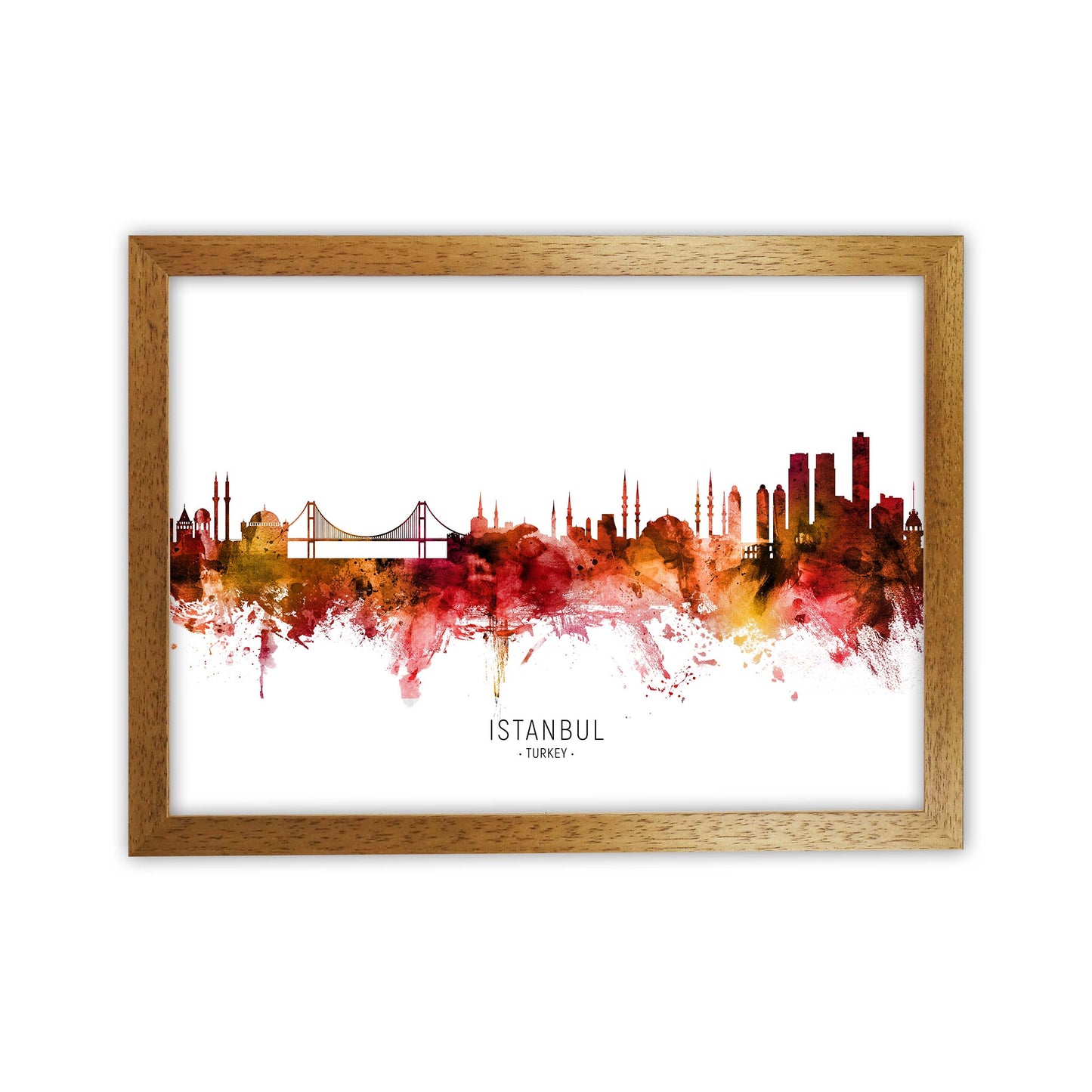 Istanbul Turkey Skyline Red City Name by Michael Tompsett Oak Grain